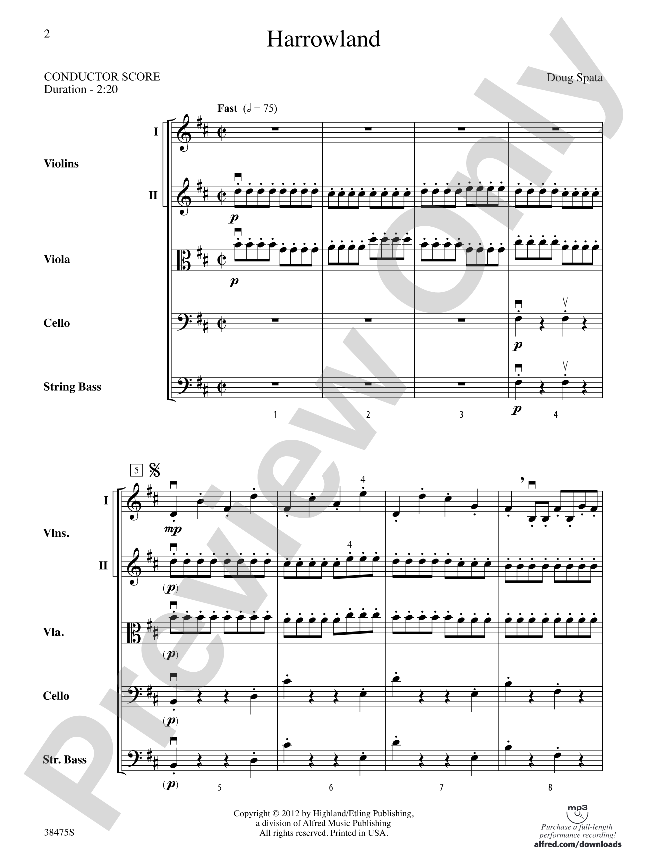 Harrowland: String Orchestra Conductor Score & Parts