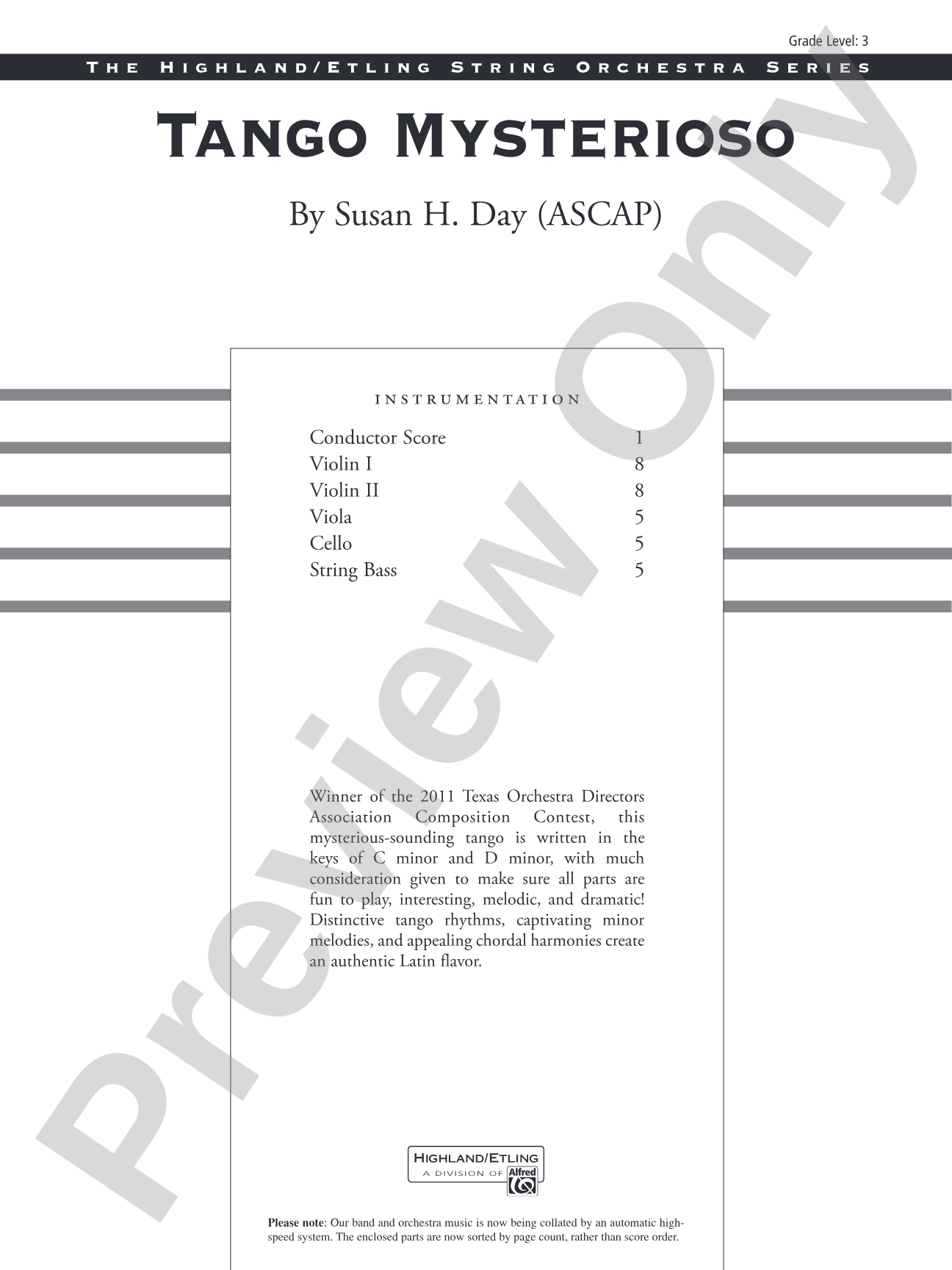 Tango Mysterioso: String Orchestra Conductor Score & Parts