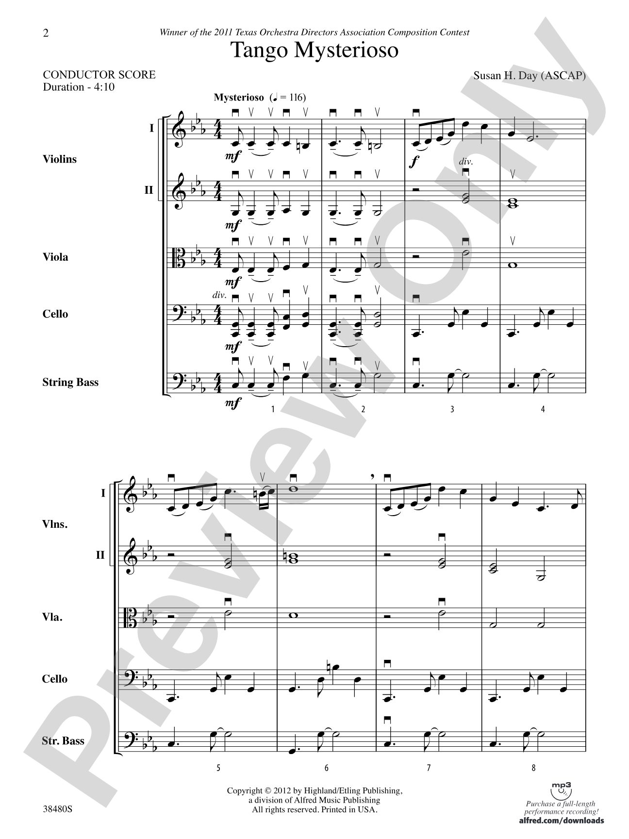 Tango Mysterioso: String Orchestra Conductor Score & Parts
