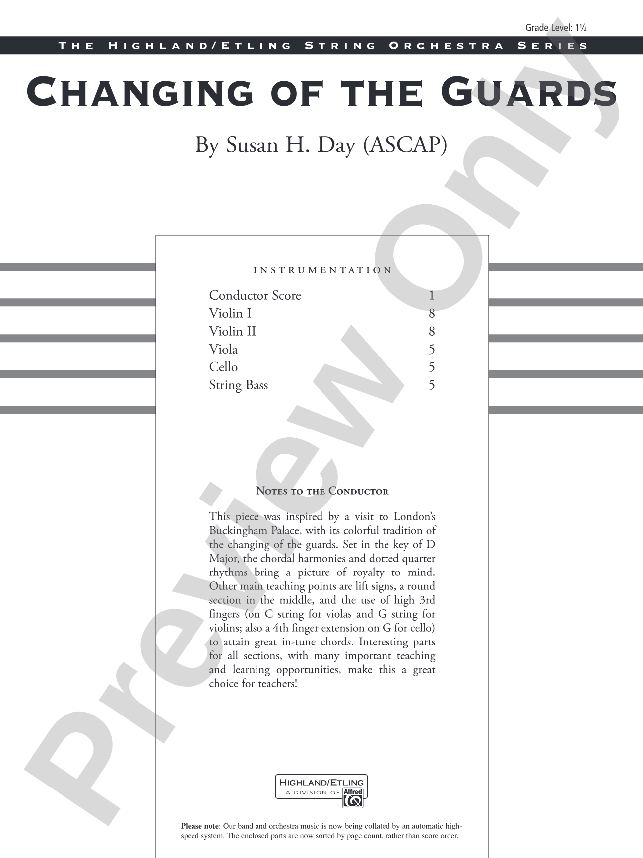 Changing of the Guards: String Orchestra Conductor Score & Parts