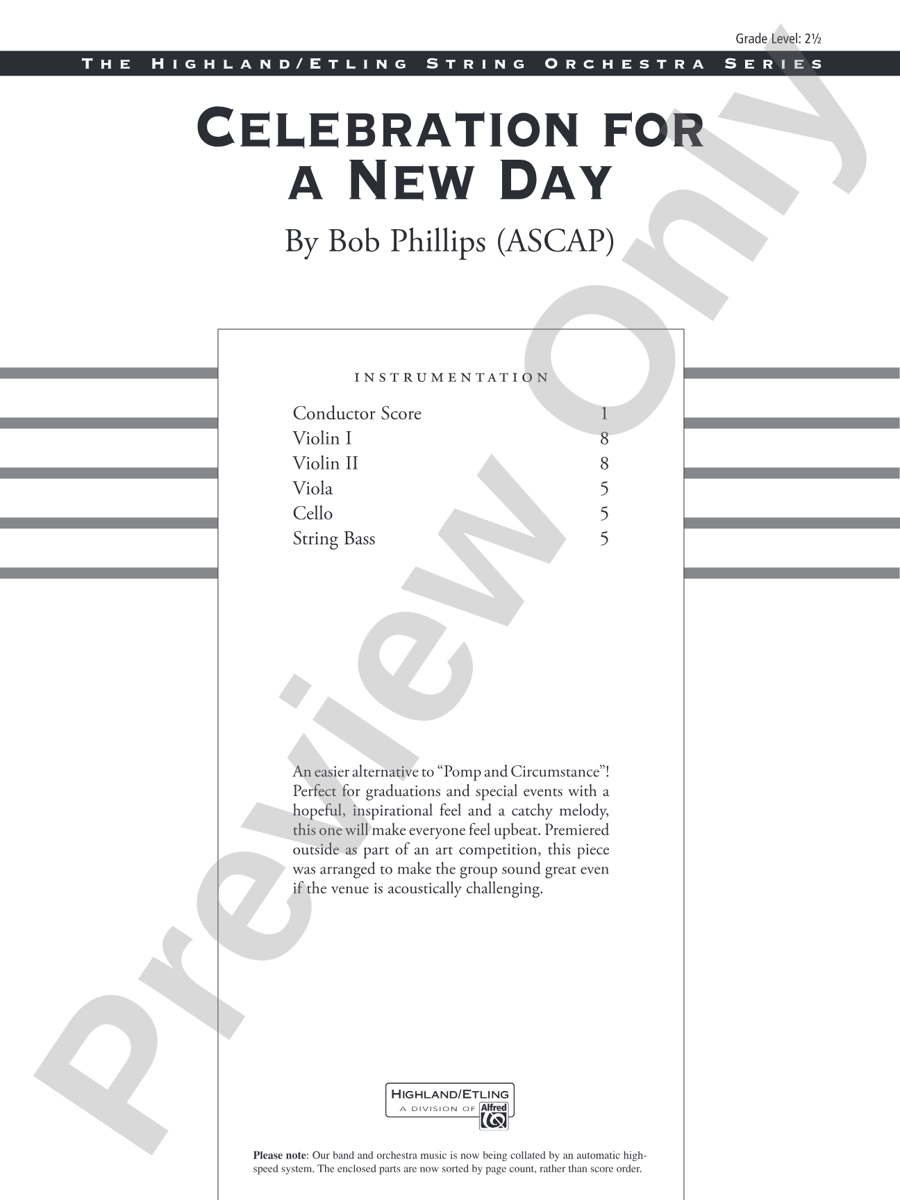 Celebration for a New Day: String Orchestra Conductor Score & Parts