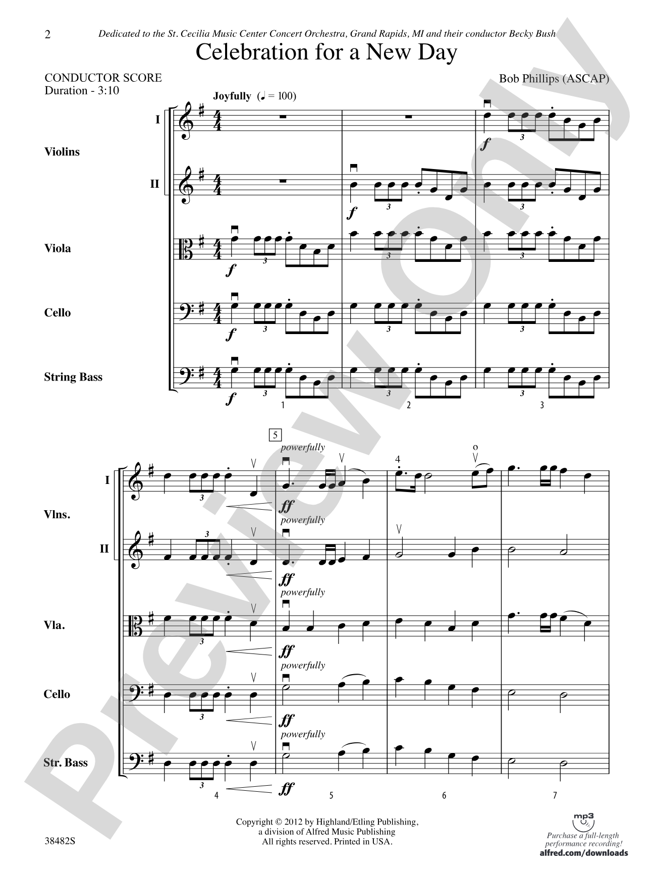 Celebration for a New Day: String Orchestra Conductor Score & Parts