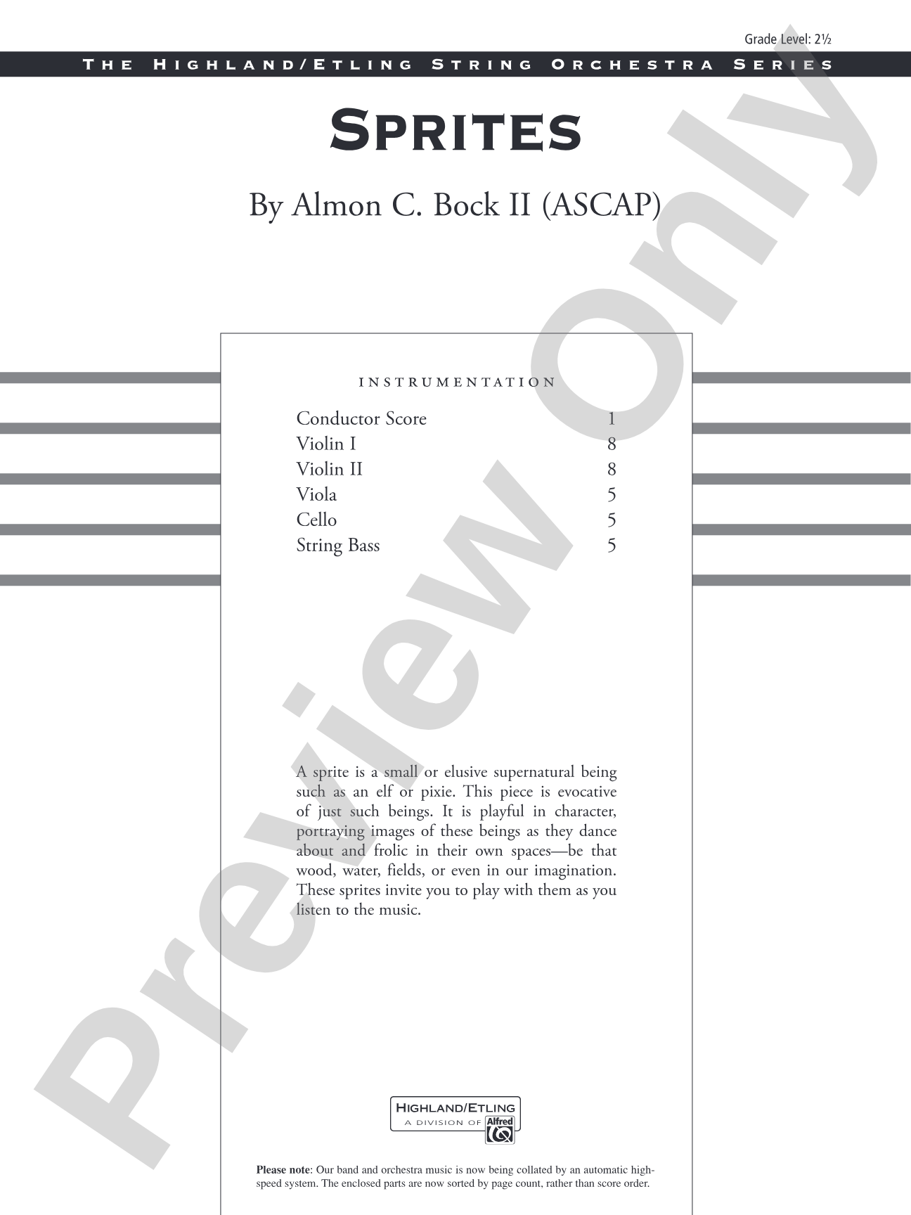 Sprites: String Orchestra Conductor Score & Parts