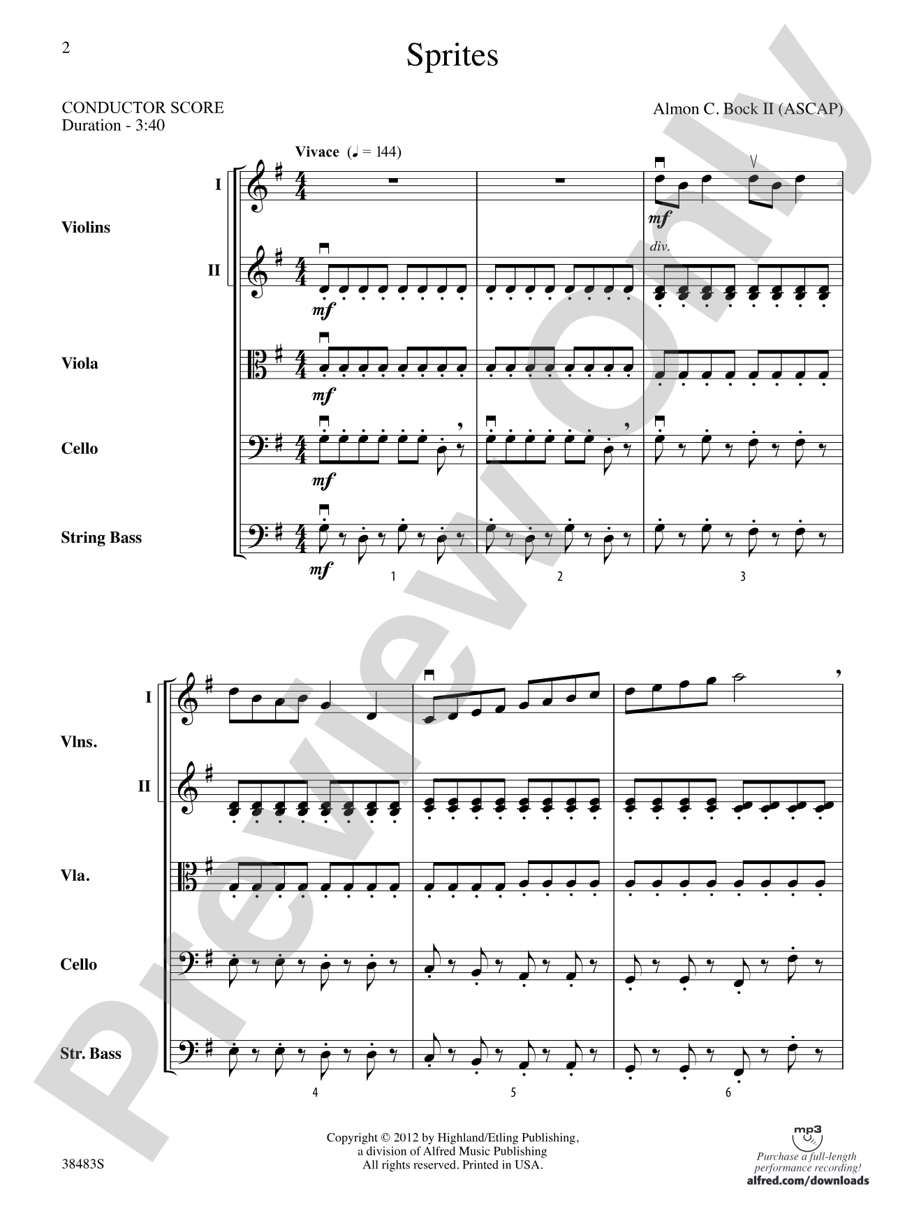 Sprites: String Orchestra Conductor Score & Parts