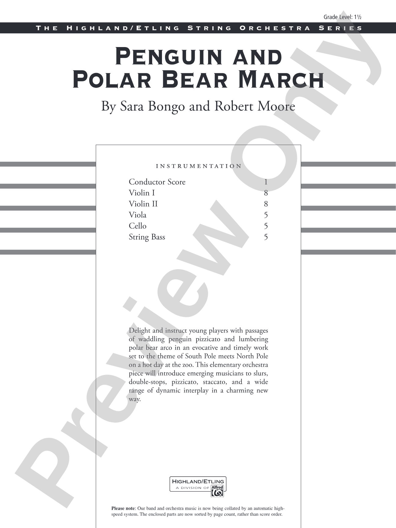 Penguin and Polar Bear March: String Orchestra Conductor Score & Parts