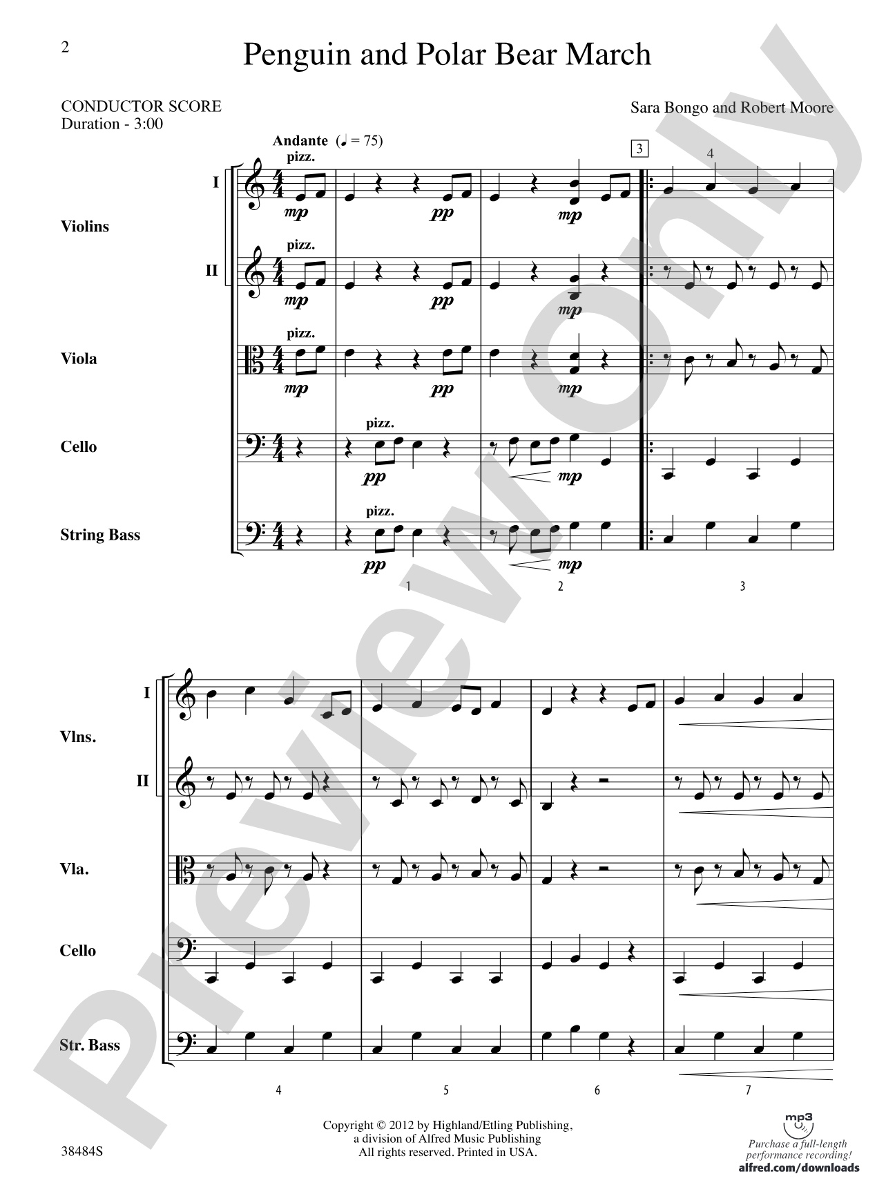 Penguin and Polar Bear March: String Orchestra Conductor Score & Parts