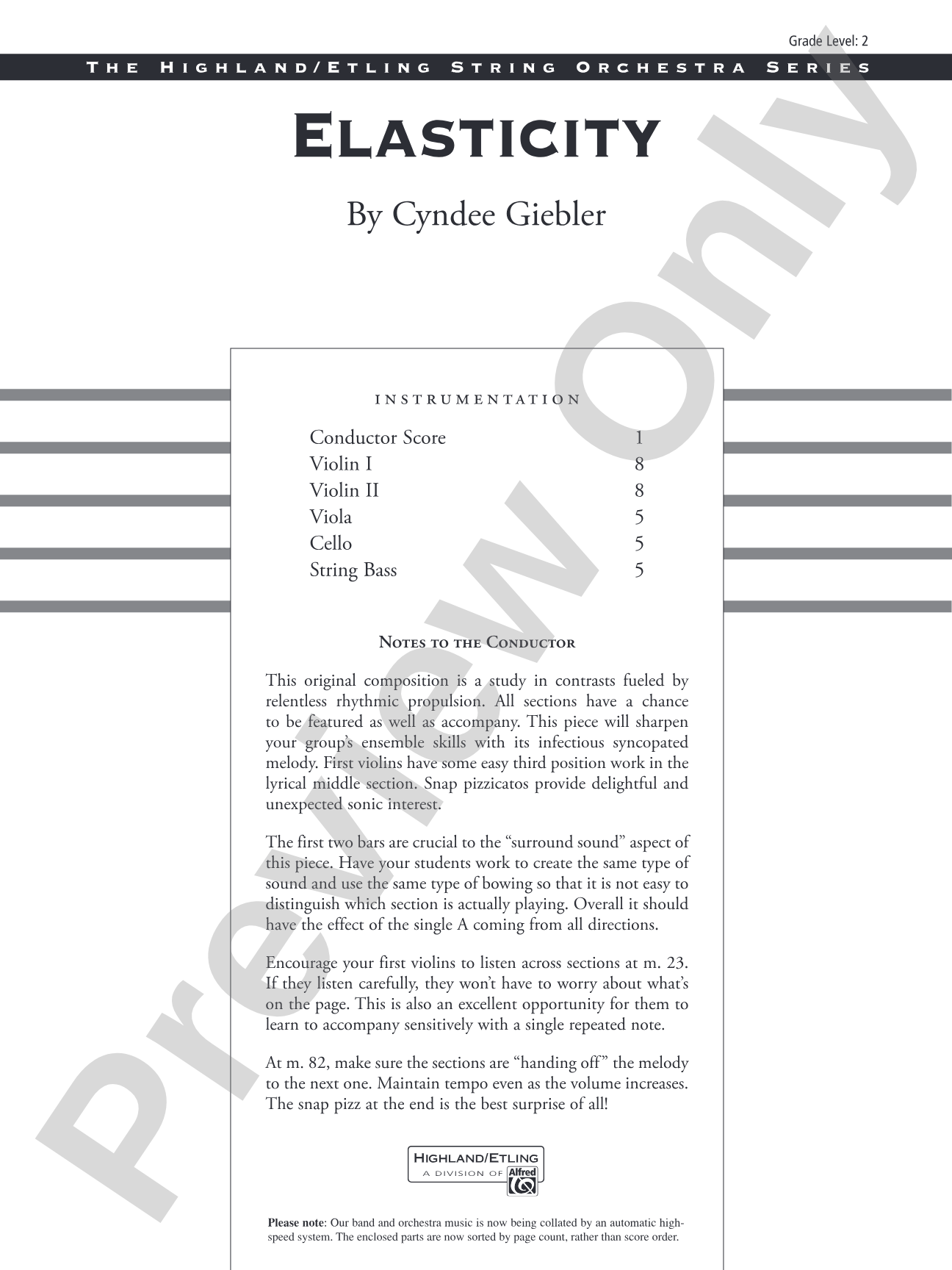 Elasticity: String Orchestra Conductor Score & Parts