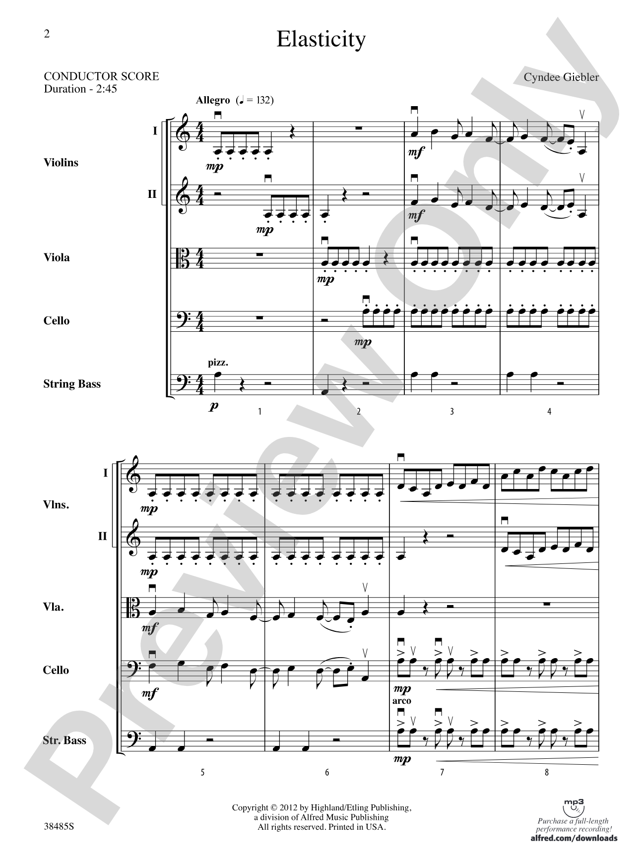 Elasticity: String Orchestra Conductor Score & Parts
