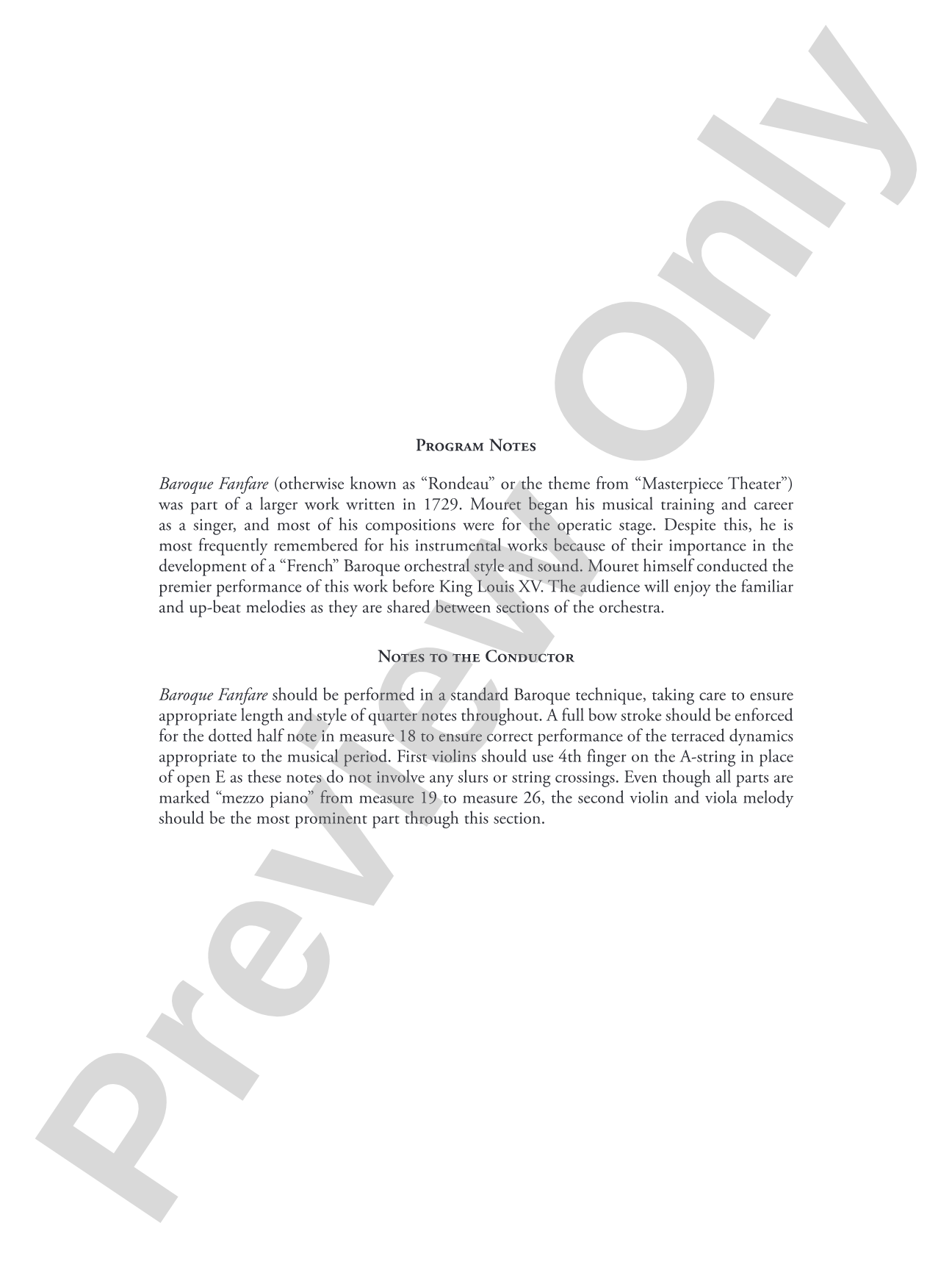 Baroque Fanfare: String Orchestra Conductor Score & Parts