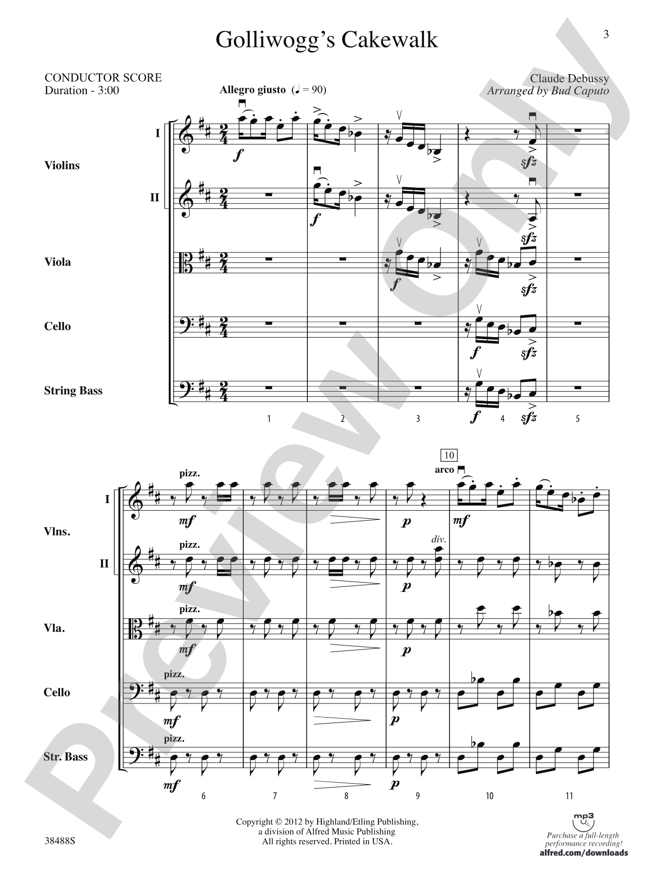 Golliwogg's Cakewalk: String Orchestra Conductor Score & Parts