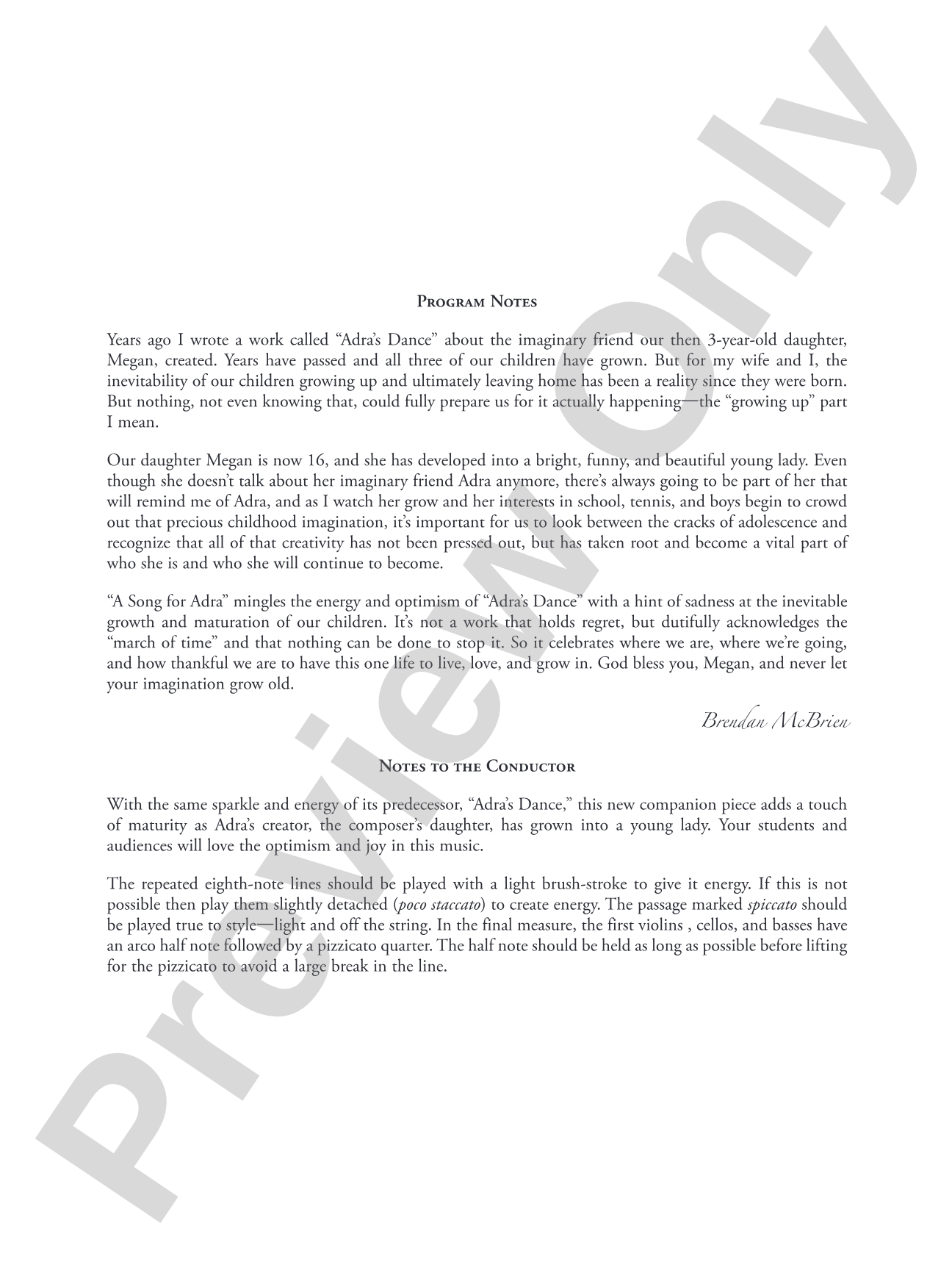 A Song for Adra: String Orchestra Conductor Score & Parts