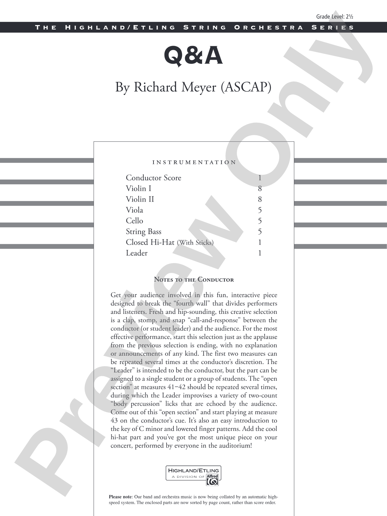 Q&A: String Orchestra Conductor Score & Parts