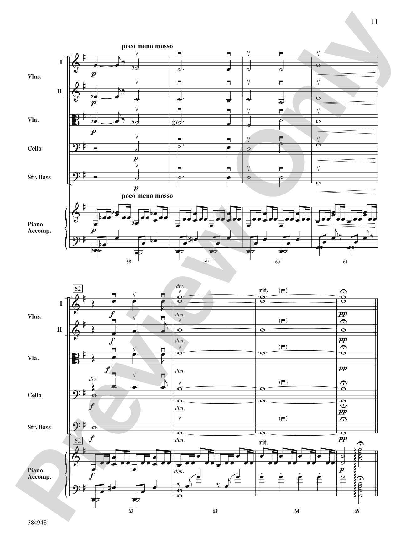 Cavatina: String Orchestra Conductor Score & Parts