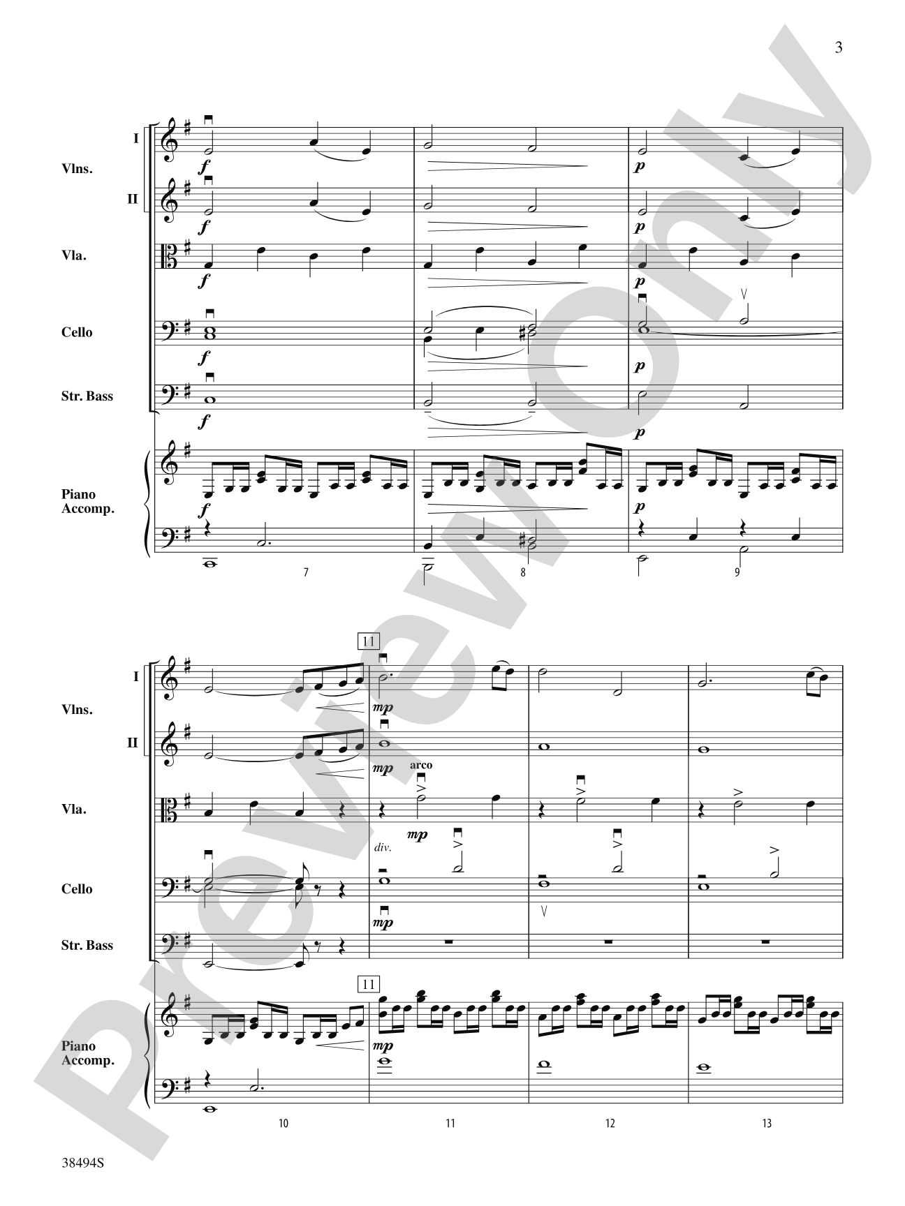 Cavatina: String Orchestra Conductor Score & Parts