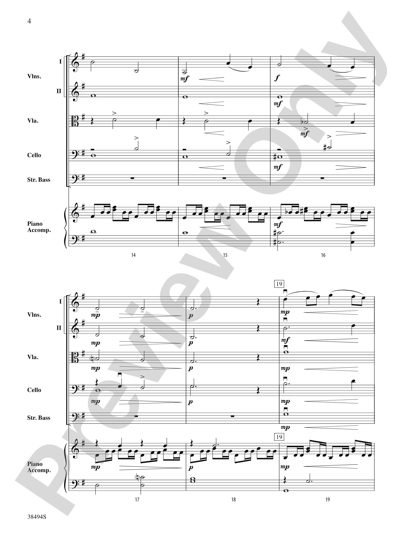 Cavatina: String Orchestra Conductor Score & Parts