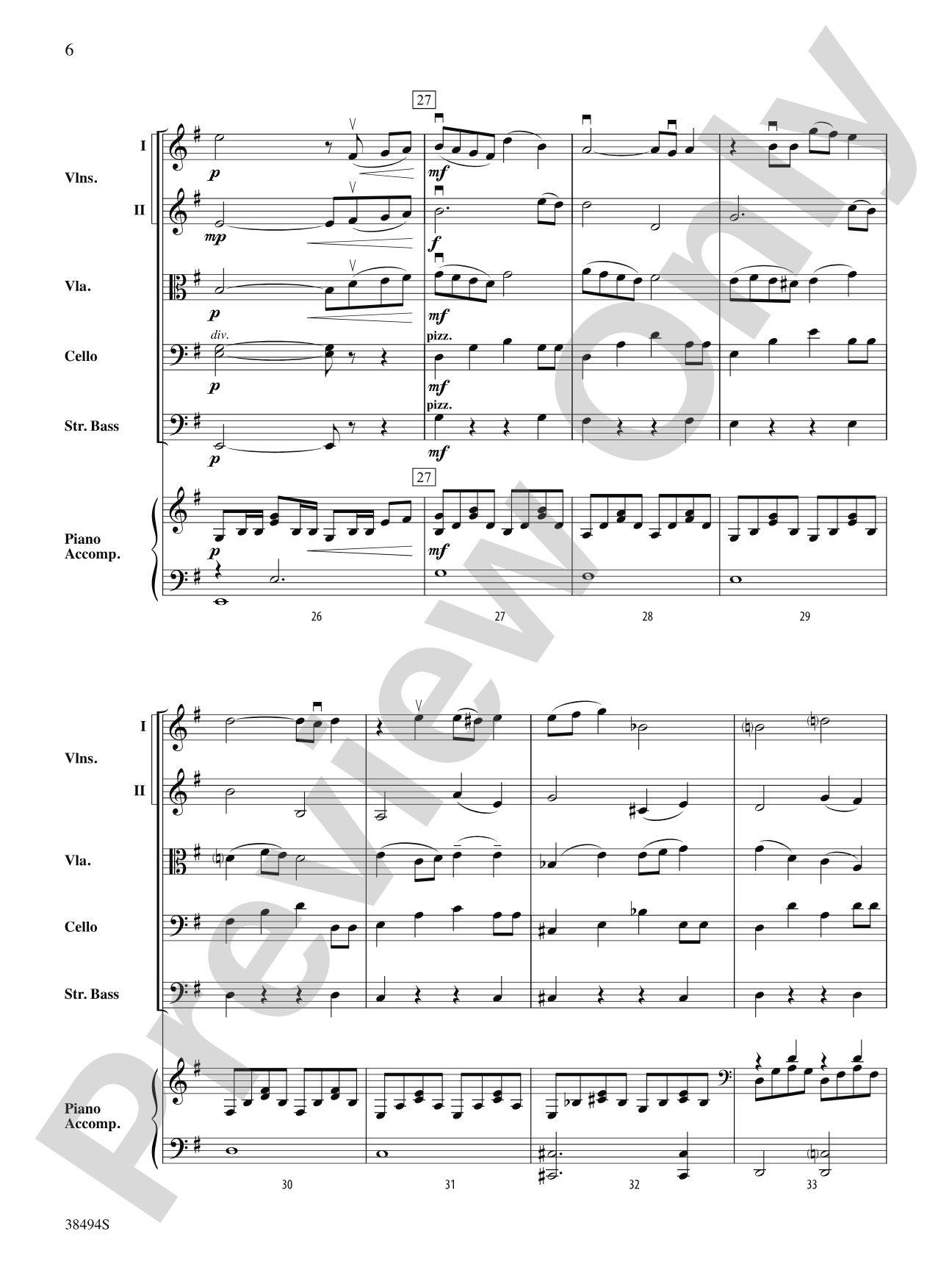 Cavatina: String Orchestra Conductor Score & Parts