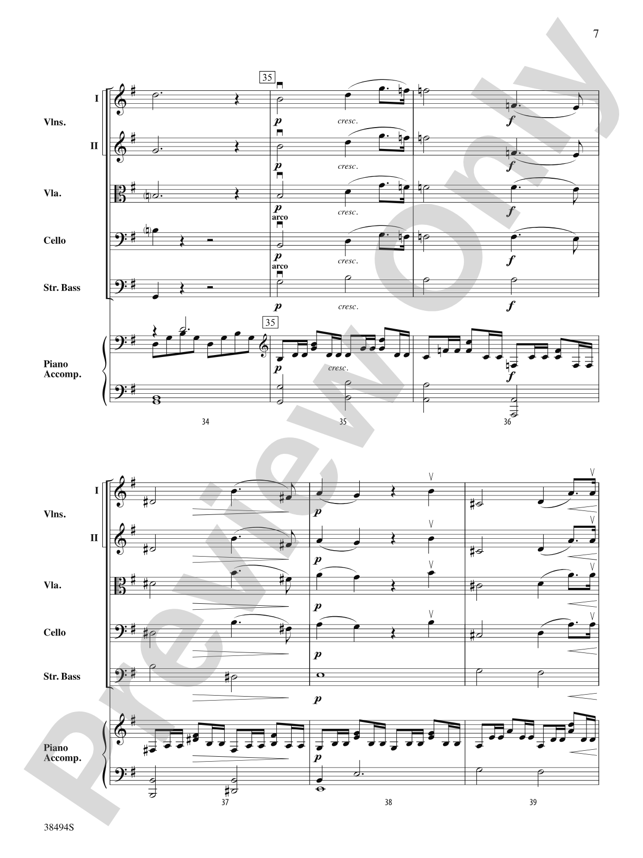 Cavatina: String Orchestra Conductor Score & Parts