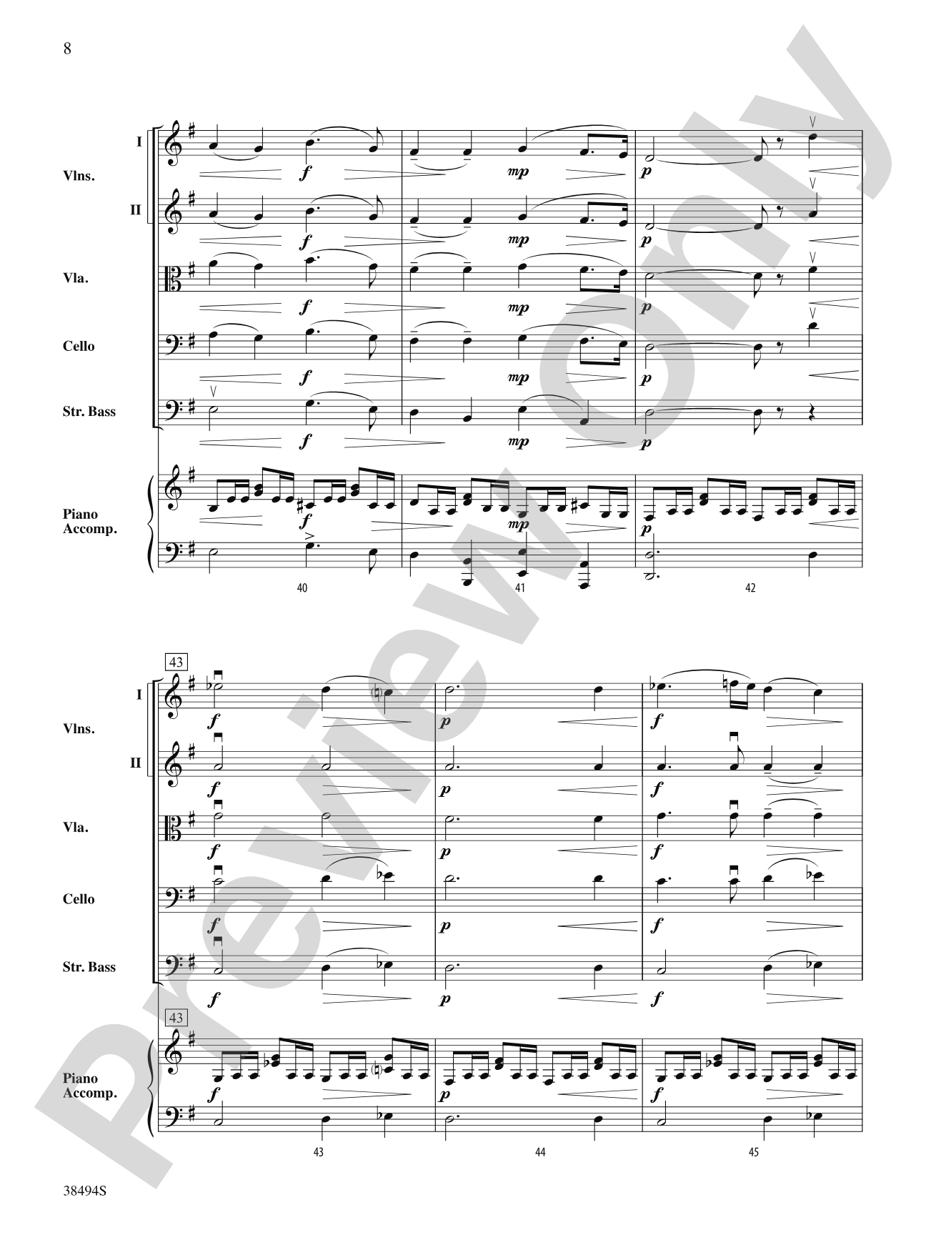 Cavatina: String Orchestra Conductor Score & Parts