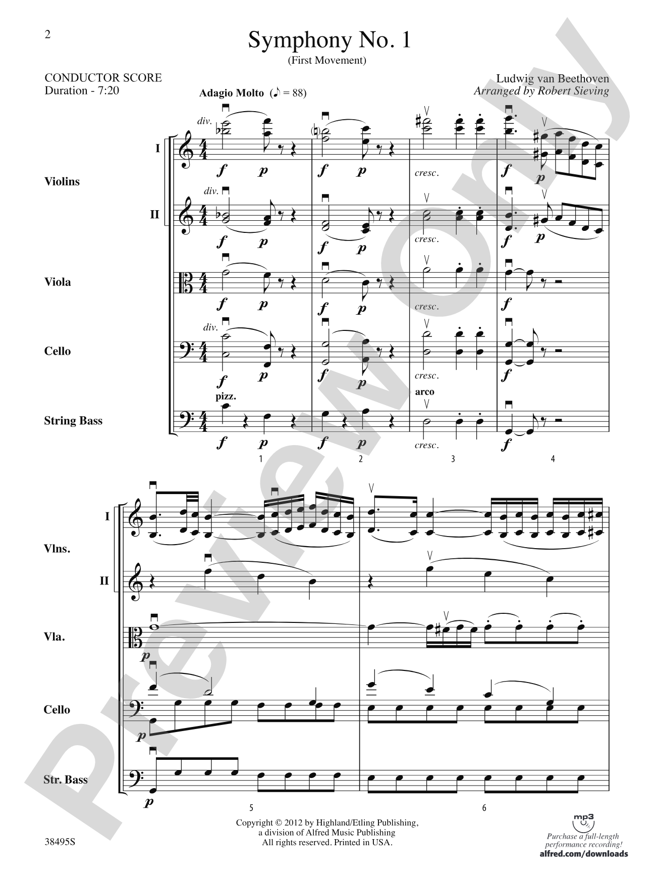 Symphony No. 1: String Orchestra Conductor Score & Parts