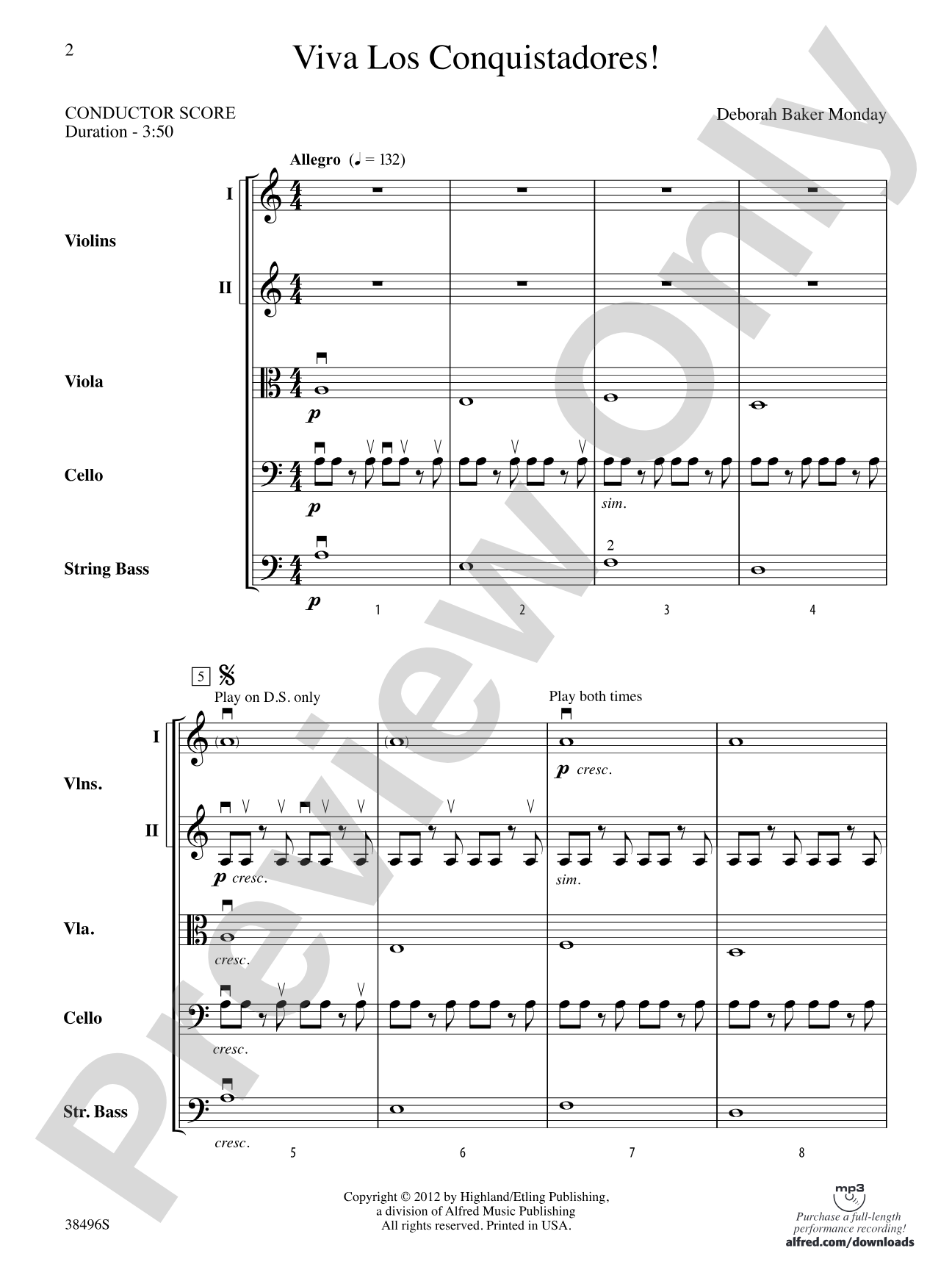 Viva los Conquistadores!: String Orchestra Conductor Score & Parts