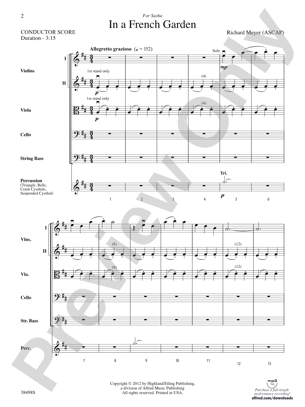 In a French Garden: String Orchestra Conductor Score & Parts
