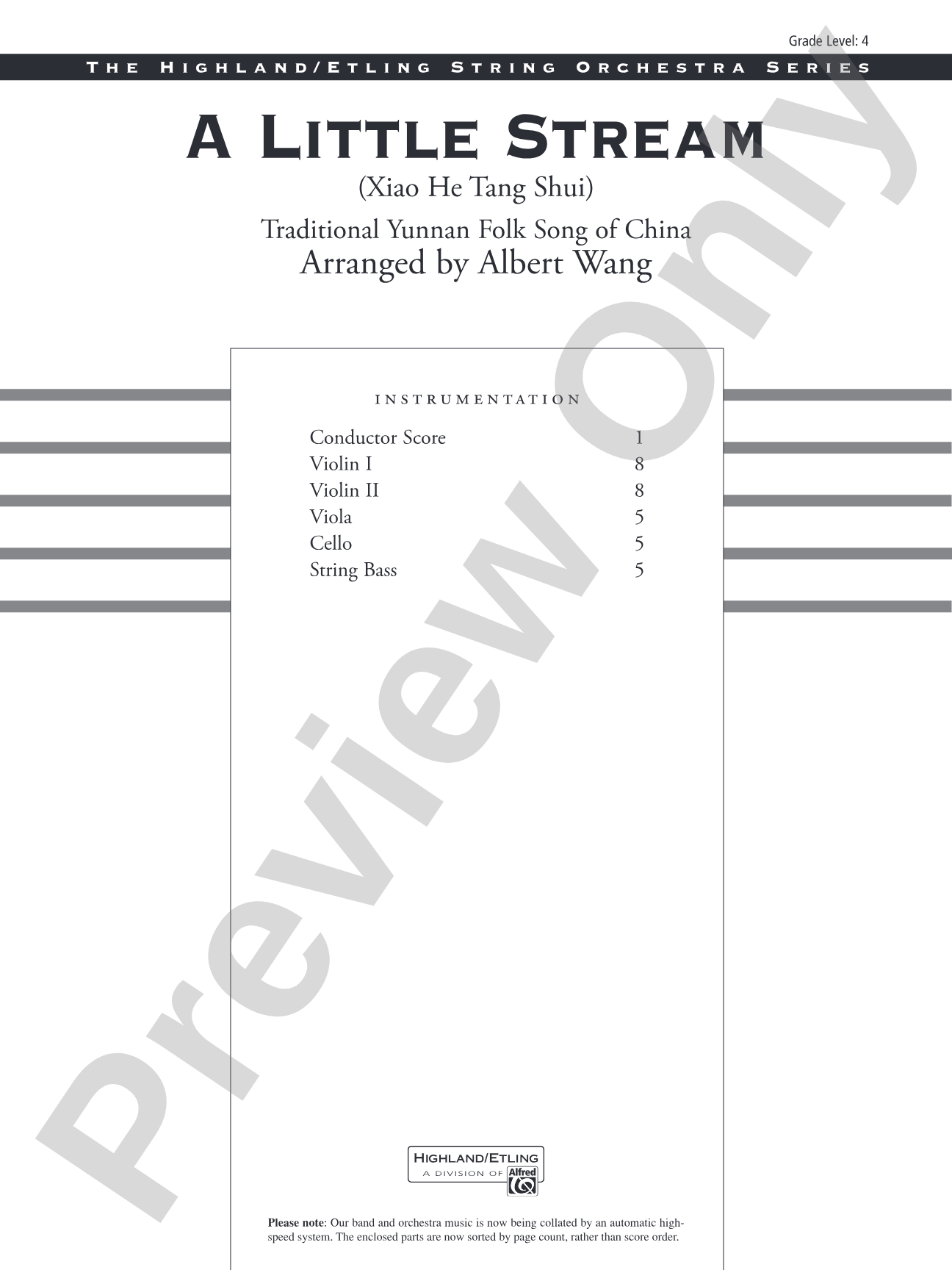 A Little Stream: String Orchestra Conductor Score & Parts