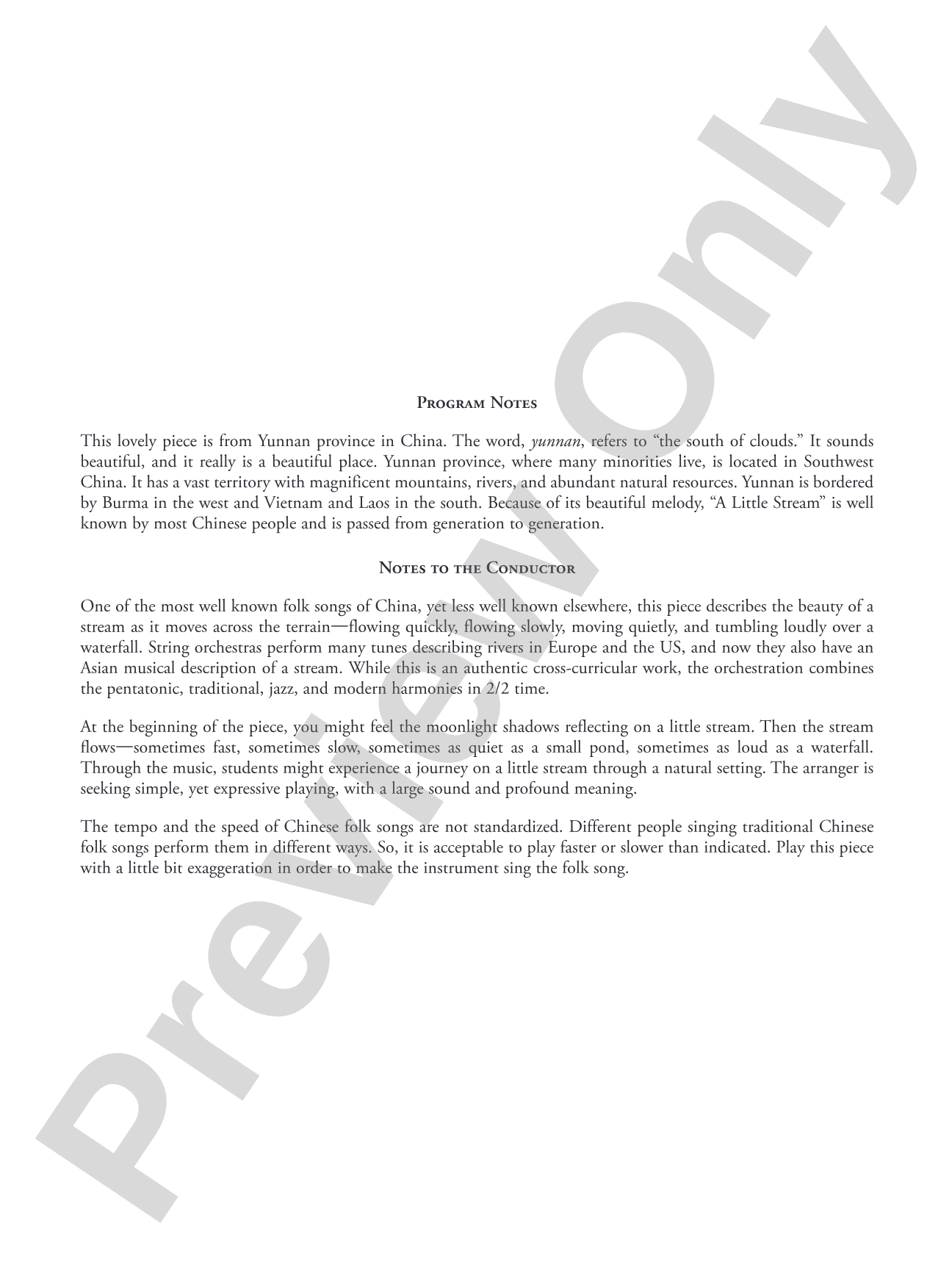 A Little Stream: String Orchestra Conductor Score & Parts