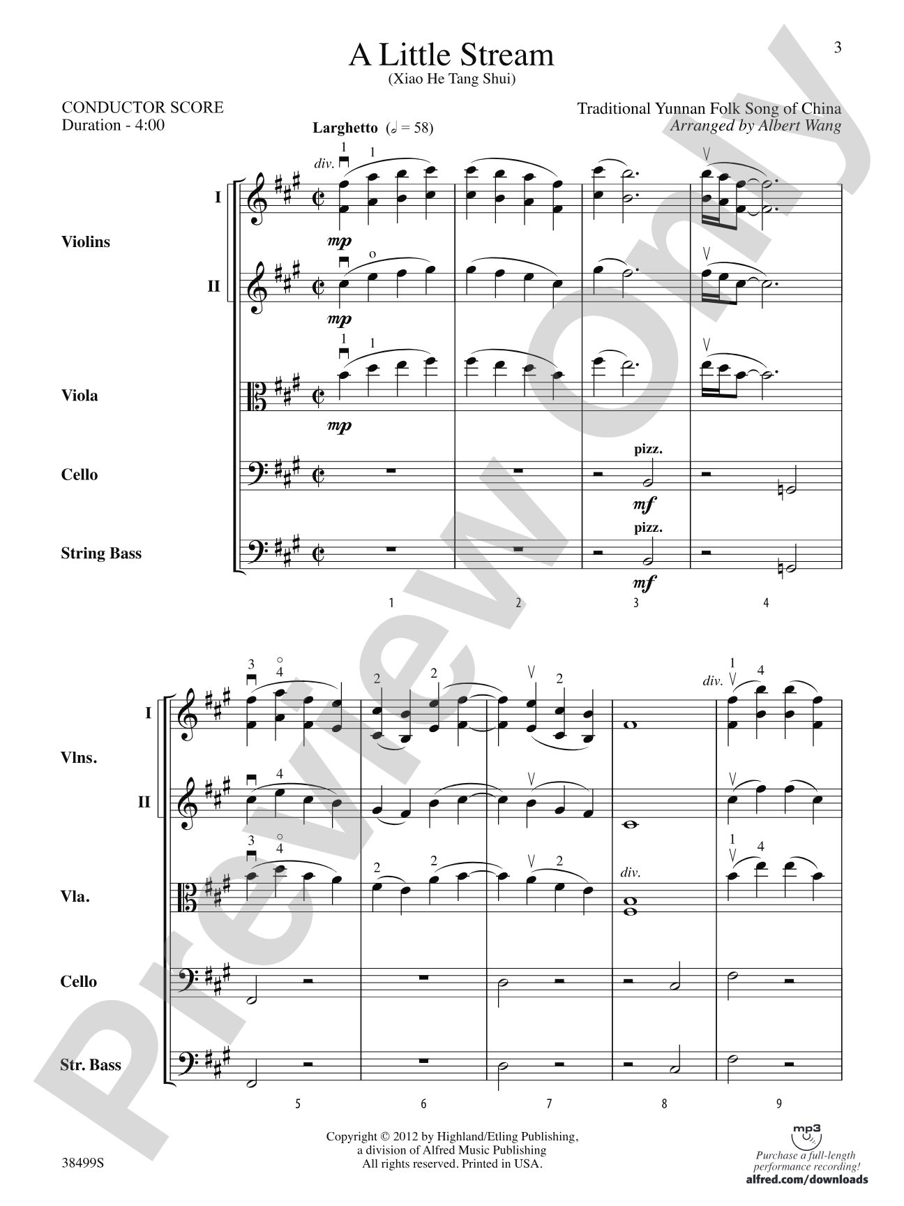 A Little Stream: String Orchestra Conductor Score & Parts