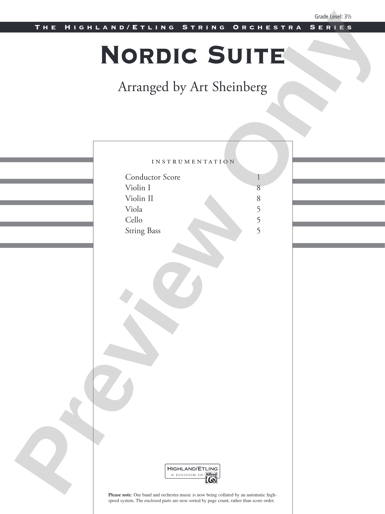 Nordic Suite: String Orchestra Conductor Score & Parts