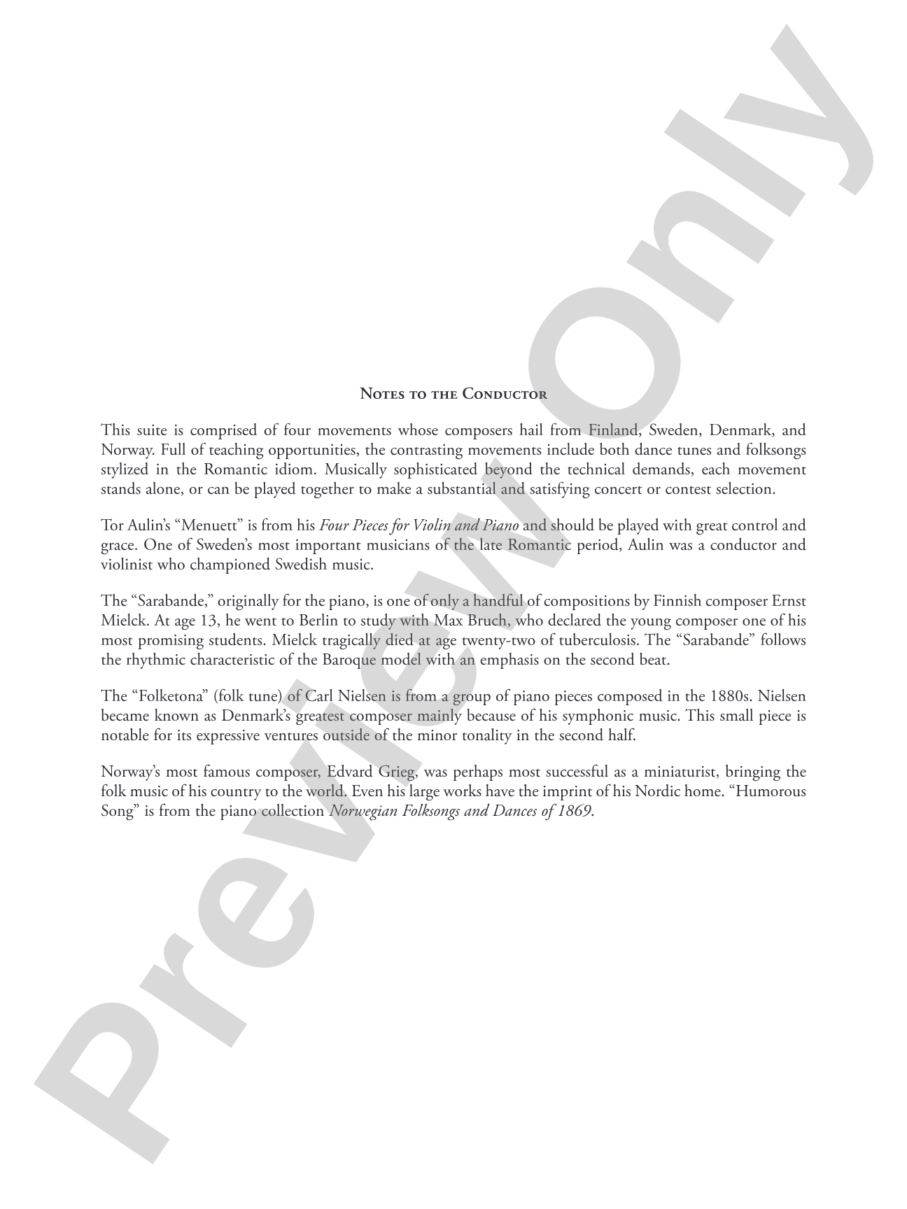 Nordic Suite: String Orchestra Conductor Score & Parts