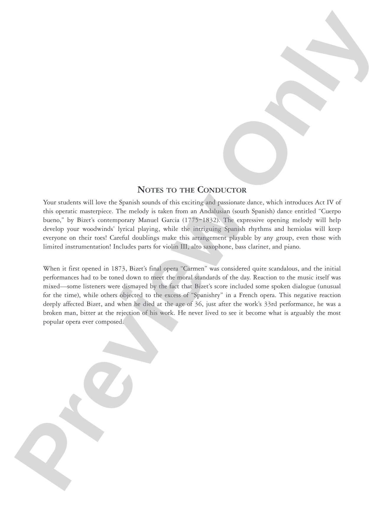 Aragonaise from Carmen: Full Orchestra Conductor Score & Parts