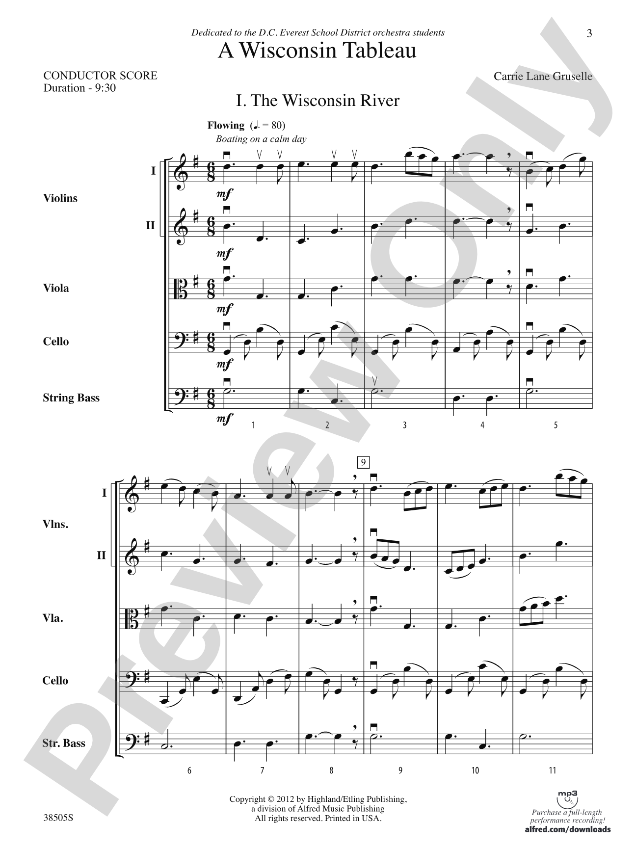 A Wisconsin Tableau: String Orchestra Conductor Score & Parts