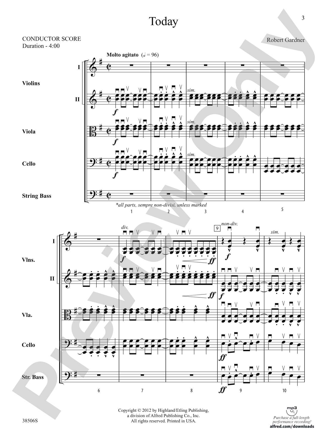 Today: String Orchestra Conductor Score & Parts
