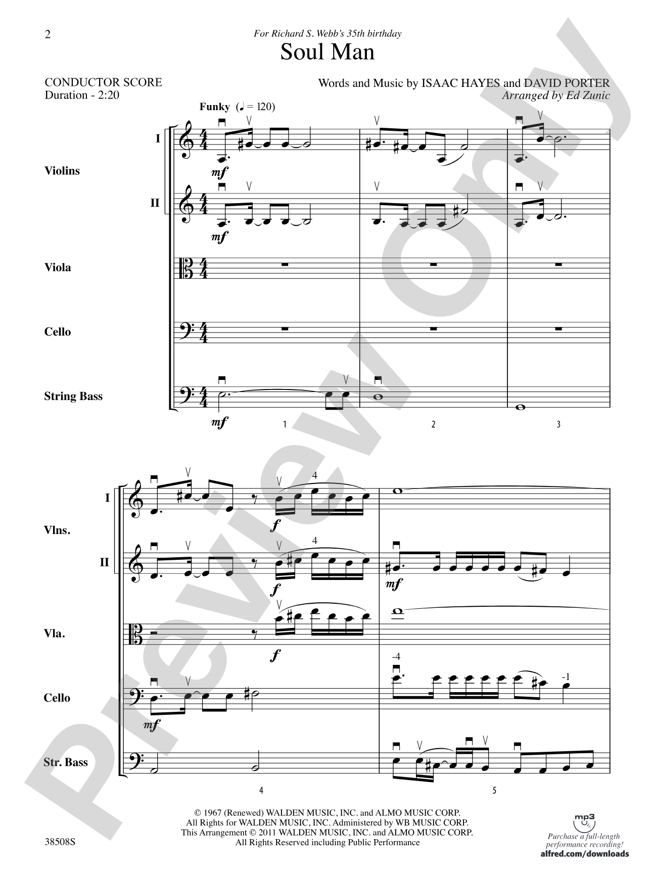 Soul Man: String Orchestra Conductor Score & Parts