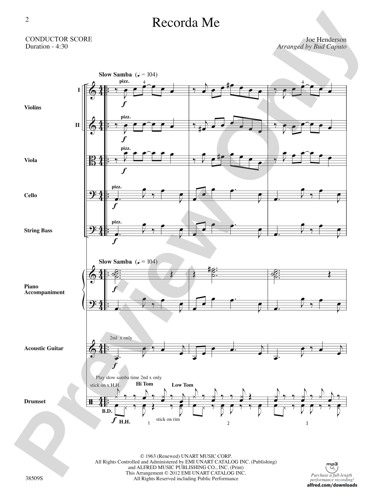 Recorda Me: String Orchestra Conductor Score & Parts