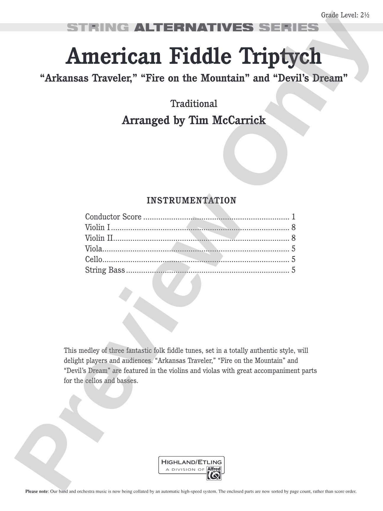 American Fiddle Triptych: String Orchestra Conductor Score & Parts
