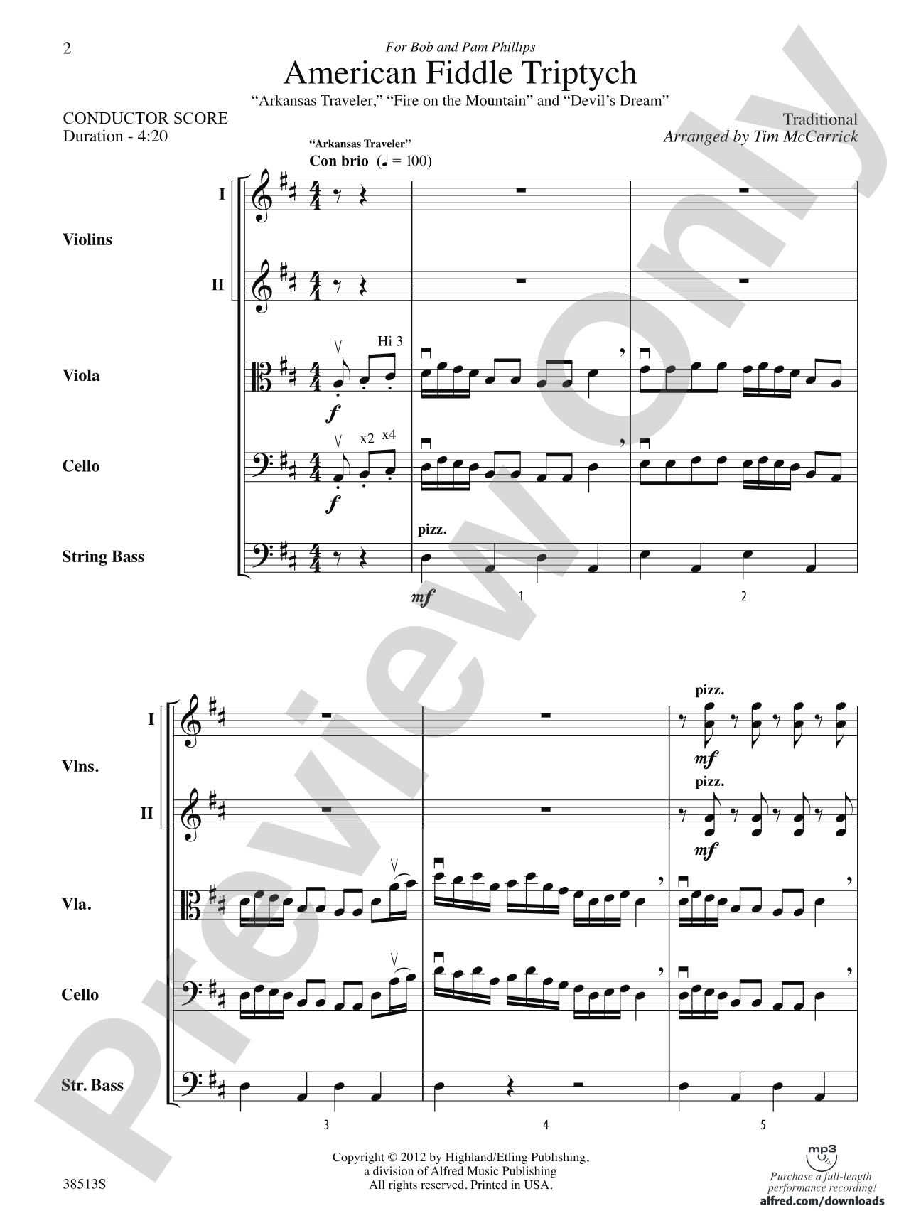 American Fiddle Triptych: String Orchestra Conductor Score & Parts