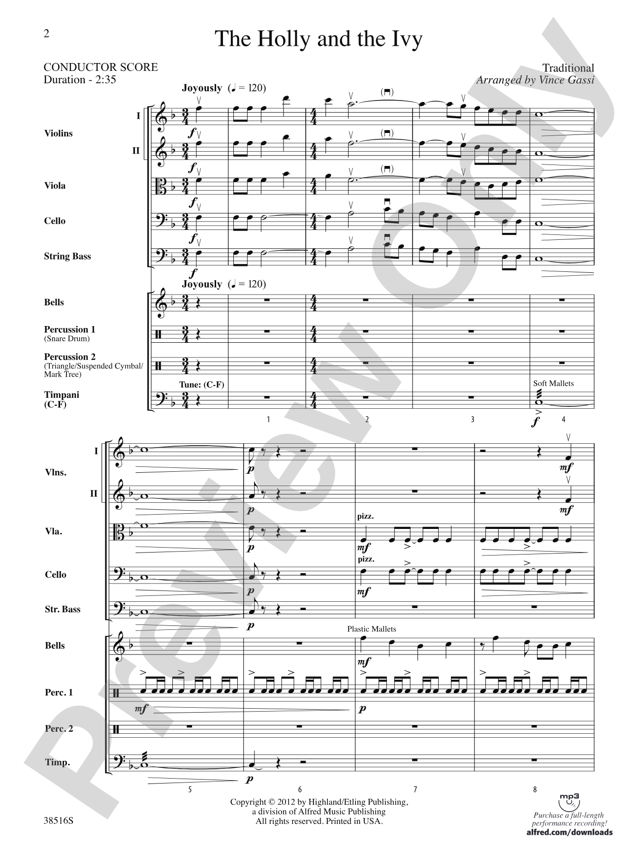 The Holly and the Ivy: Score