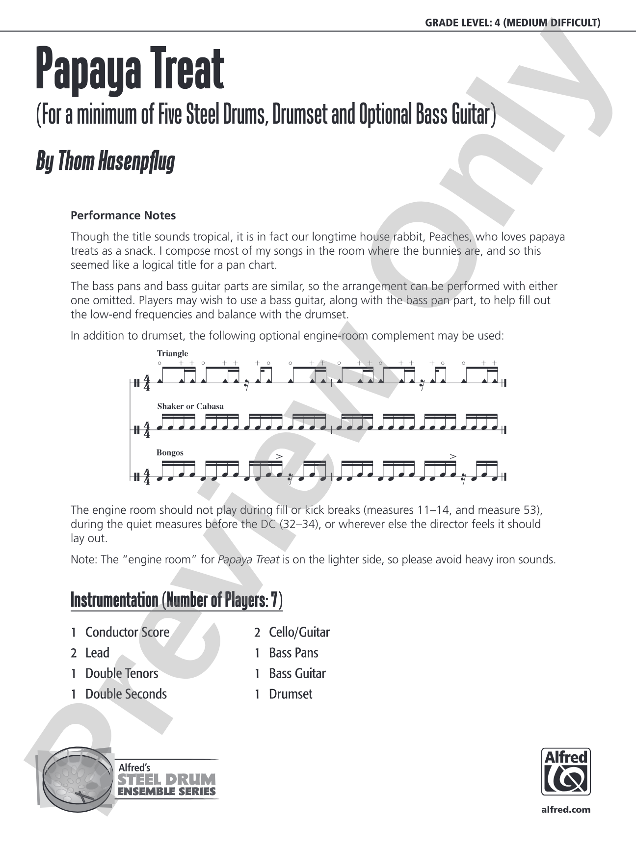 Papaya Treat: Steel Drum Conductor Score & Parts