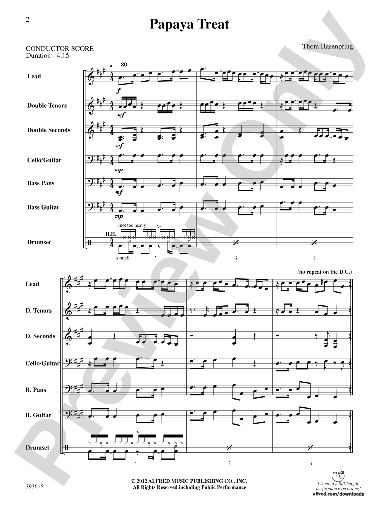 Papaya Treat: Steel Drum Conductor Score & Parts