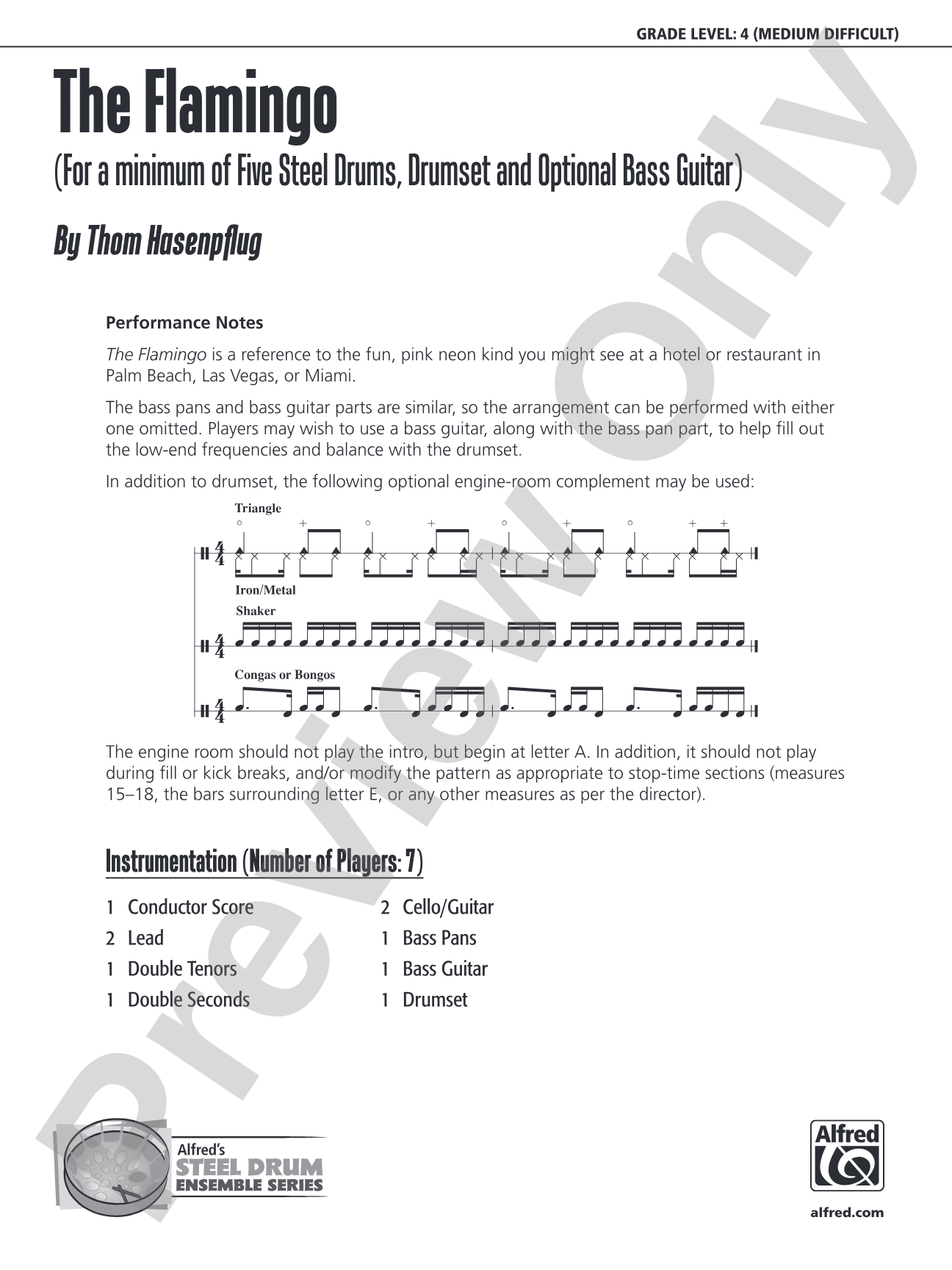 The Flamingo: Steel Drum Conductor Score & Parts