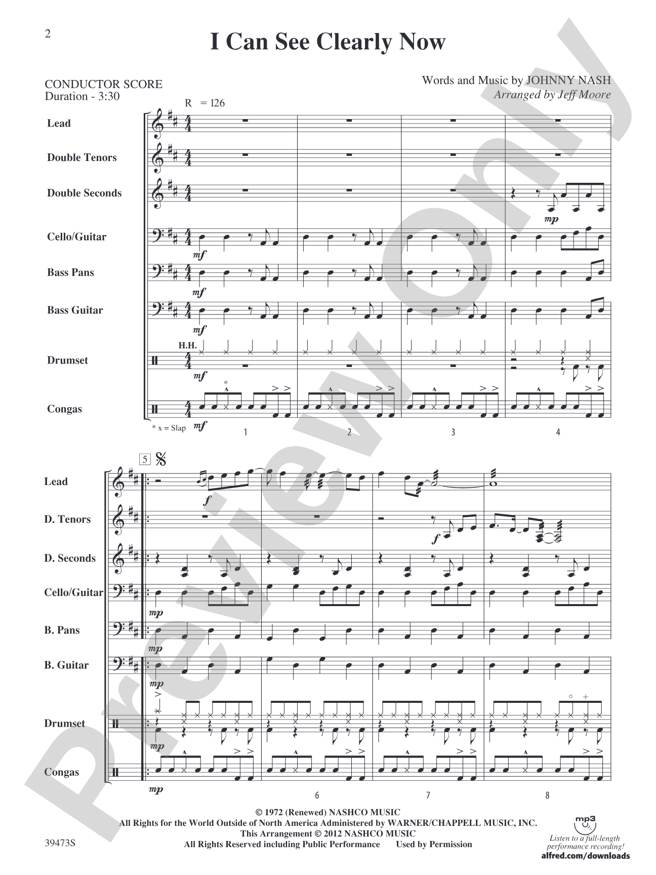 I Can See Clearly Now: Steel Drum Conductor Score & Parts