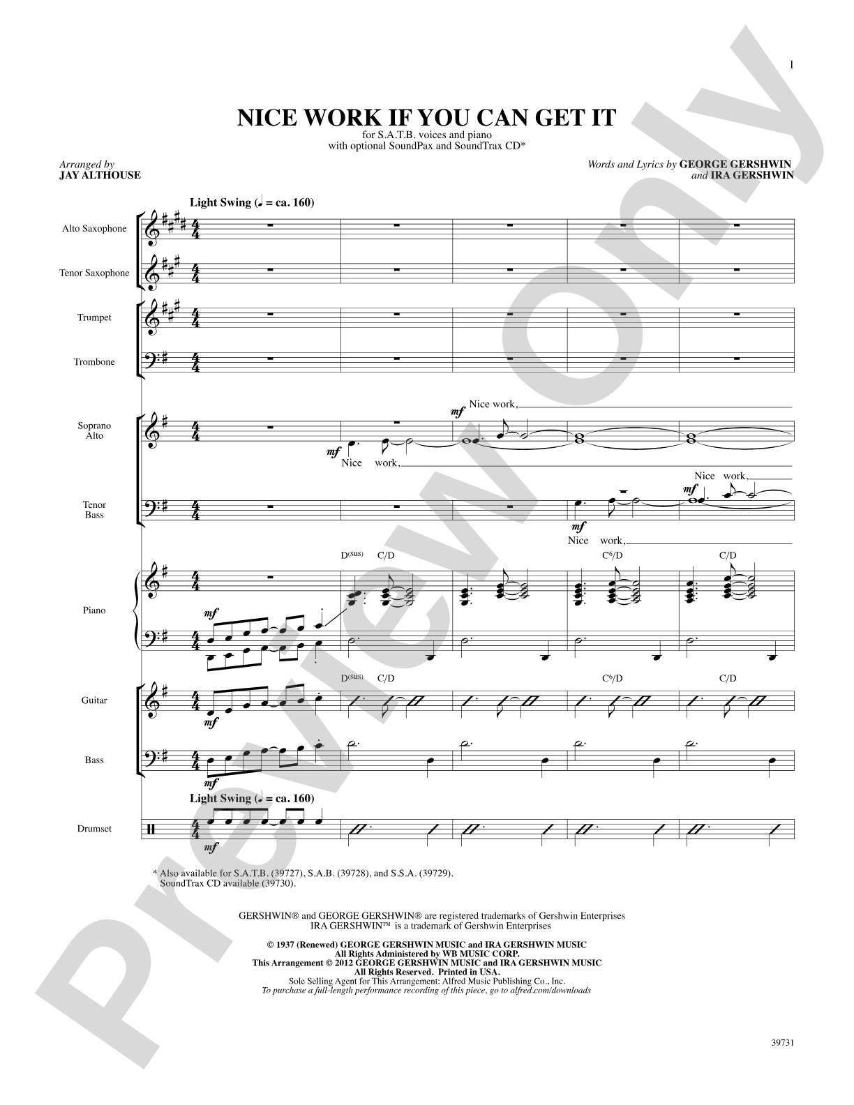 Nice Work If You Can Get It: Score: Choral SoundPax