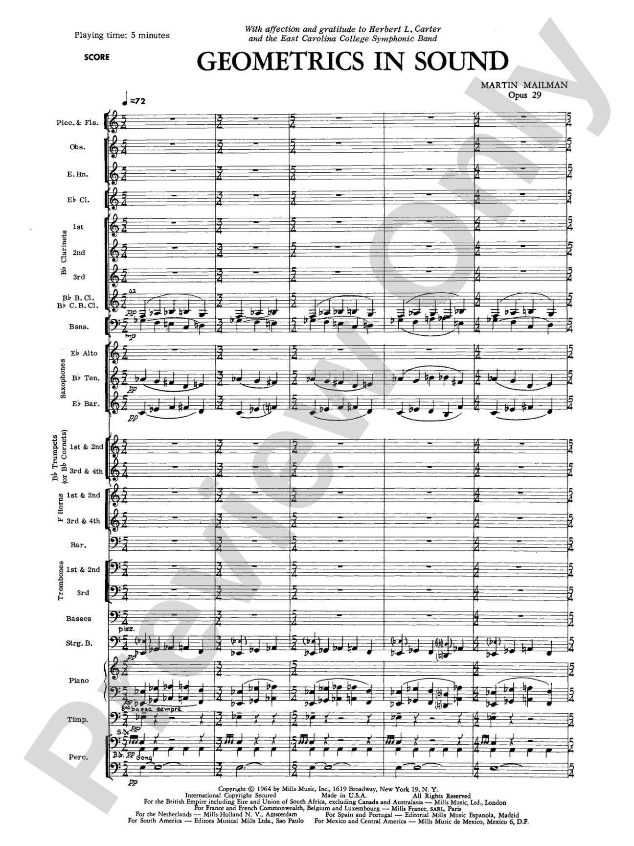 Geometrics in Sound, Op. 29: Concert Band Conductor Score & Parts