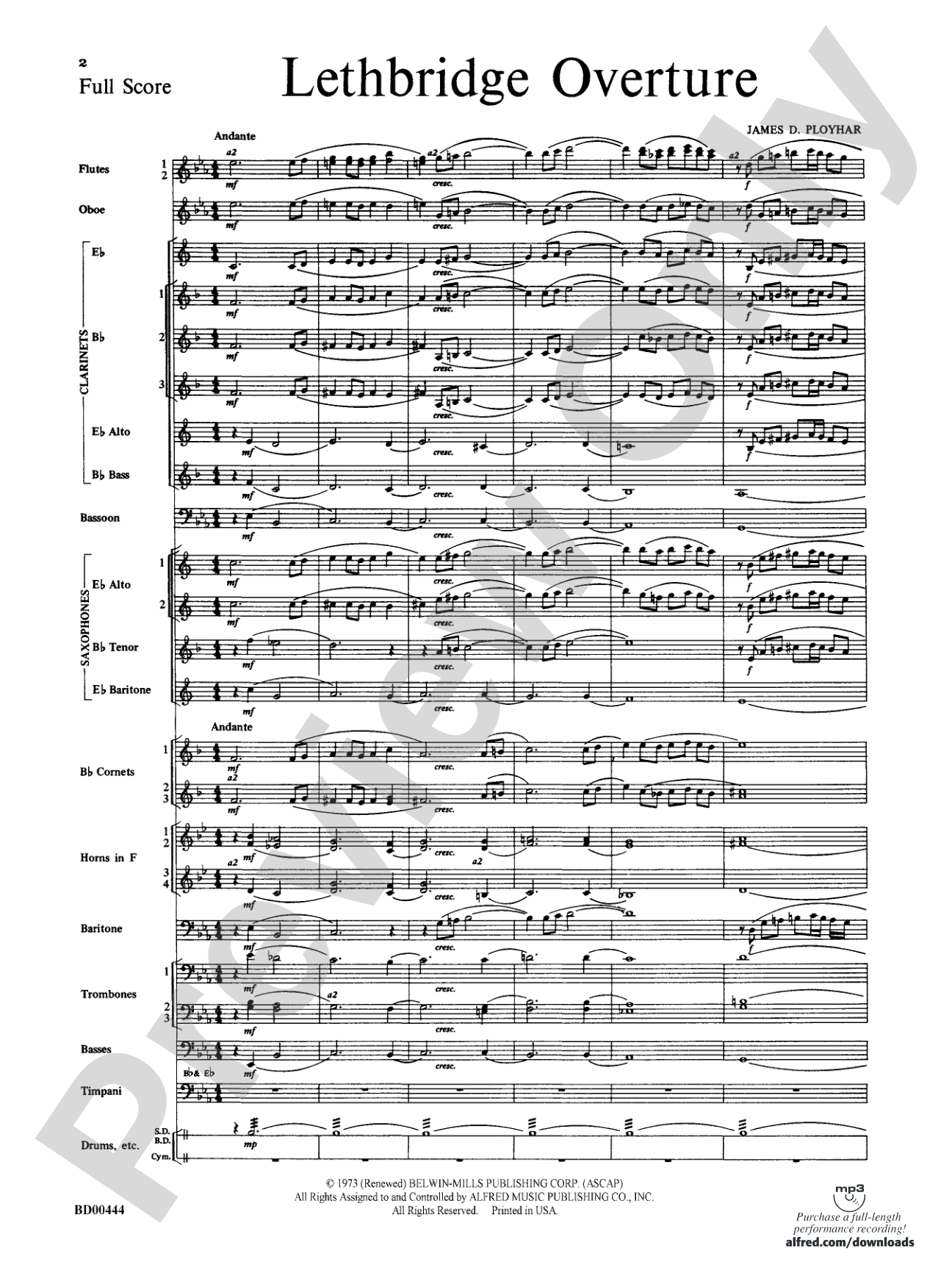 Lethbridge Overture: Concert Band Conductor Score & Parts
