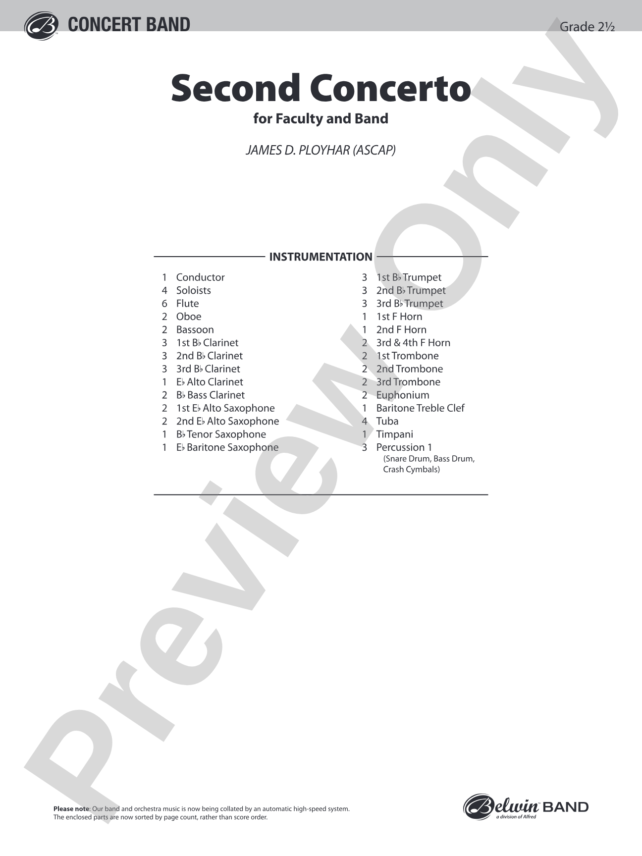 Second Concerto for Faculty and Band: Concert Band Conductor Score & Parts