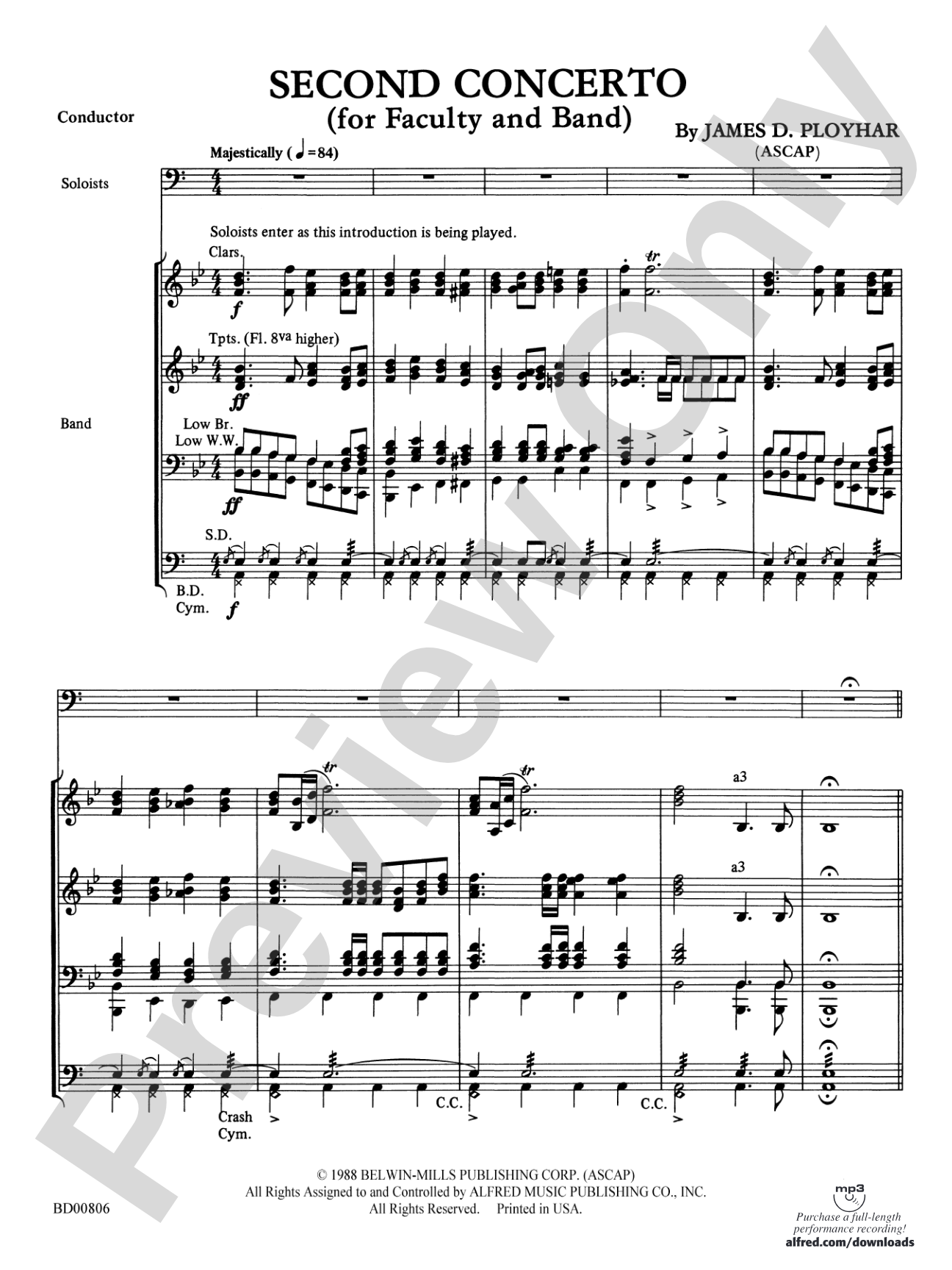 Second Concerto for Faculty and Band: Concert Band Conductor Score & Parts