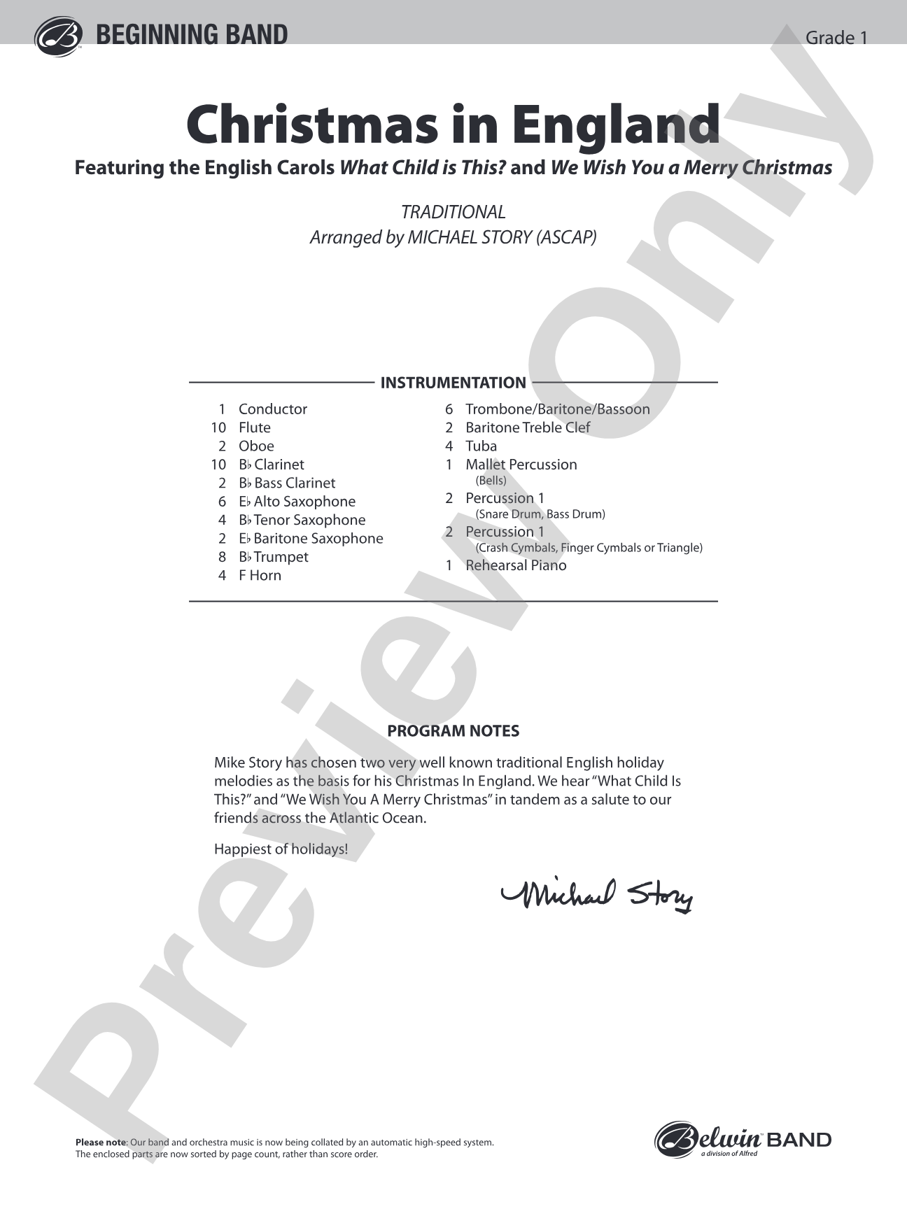 Christmas in England: Concert Band Conductor Score & Parts