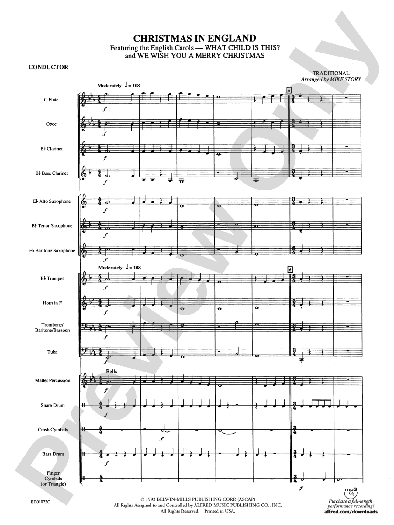 Christmas in England: Concert Band Conductor Score & Parts
