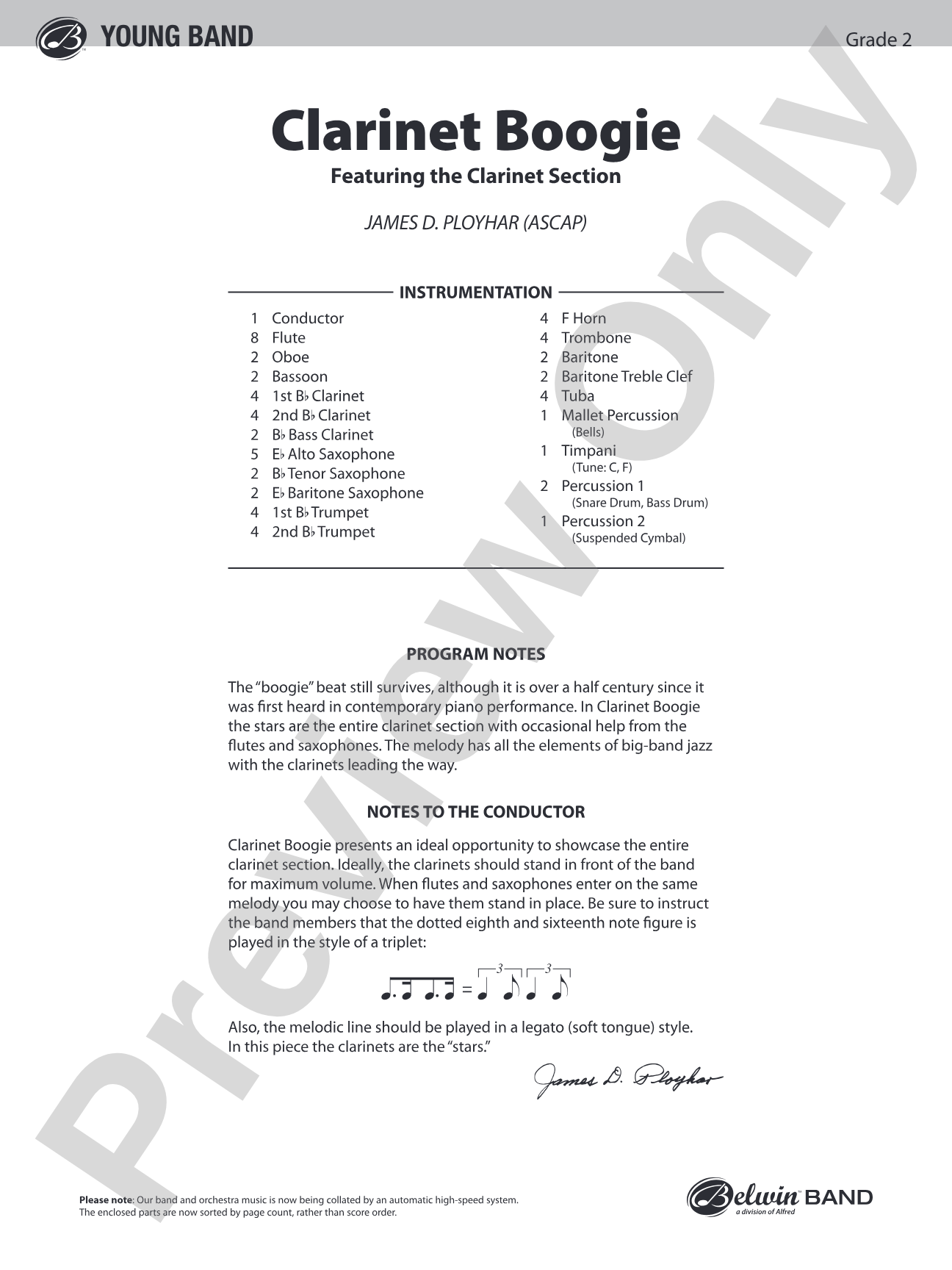 Clarinet Boogie: Concert Band Conductor Score & Parts